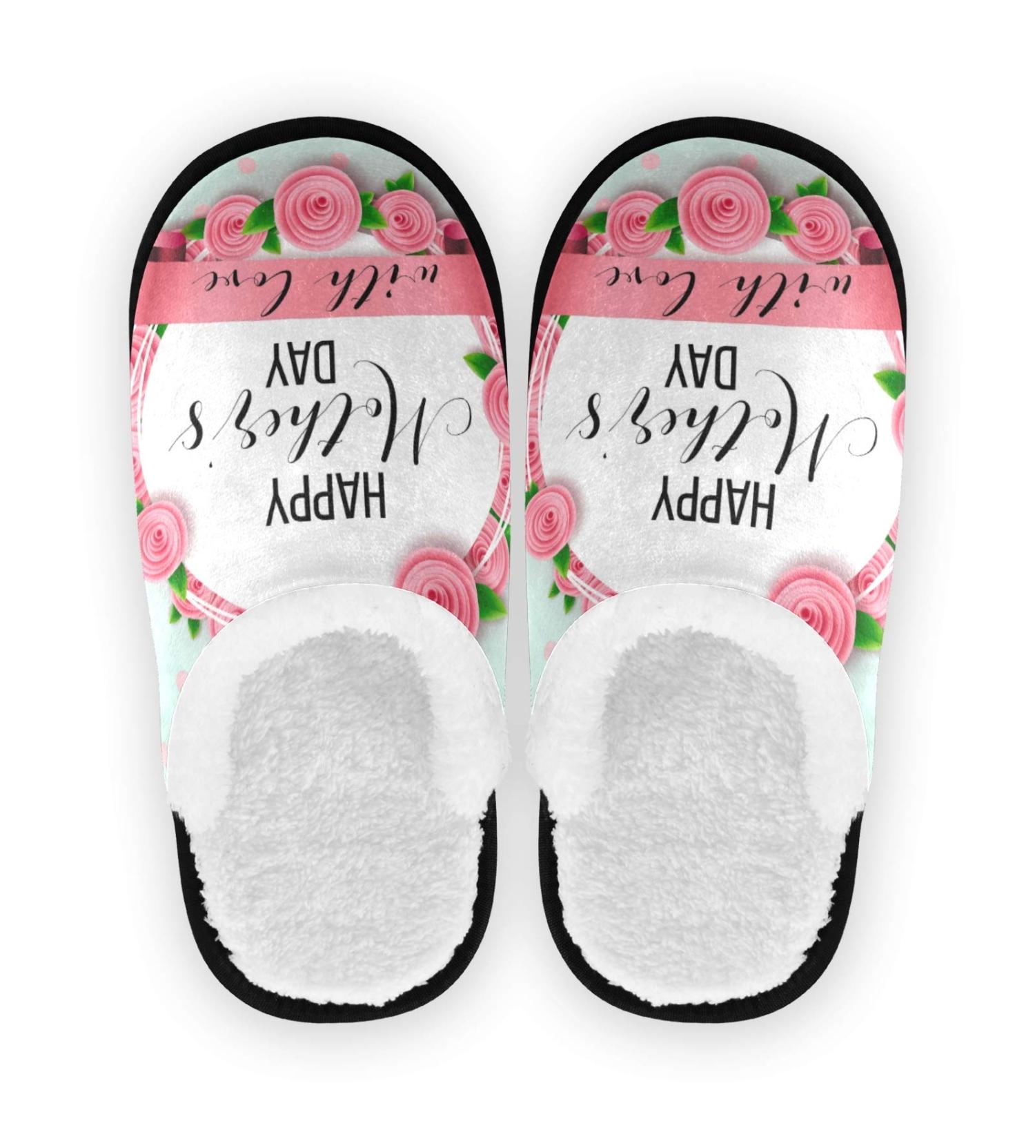 Shop Mnsruu Happy Mother's Day Rose Floral Home Slippers for Men & Women | Cozy Cotton Hotel & Spa Footwear - Buy Online on GoSupps.com