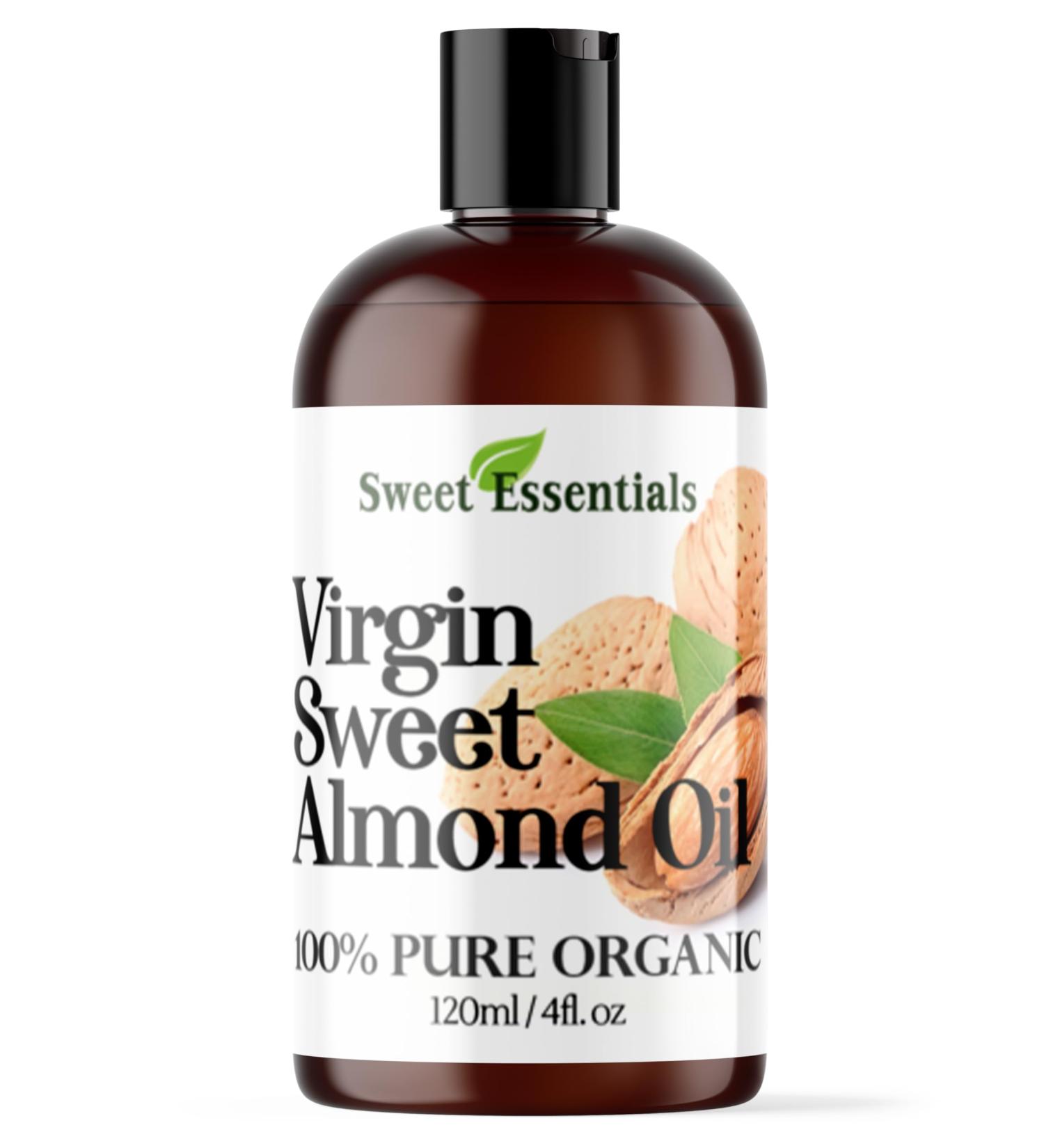 Organic Unrefined Virgin Sweet Almond Oil | Imported From Italy | 100% Pure | Cold Pressed | Hexane Free | Carrier Oil (4 Fluid Ounces) - Buy Online on GoSupps.com