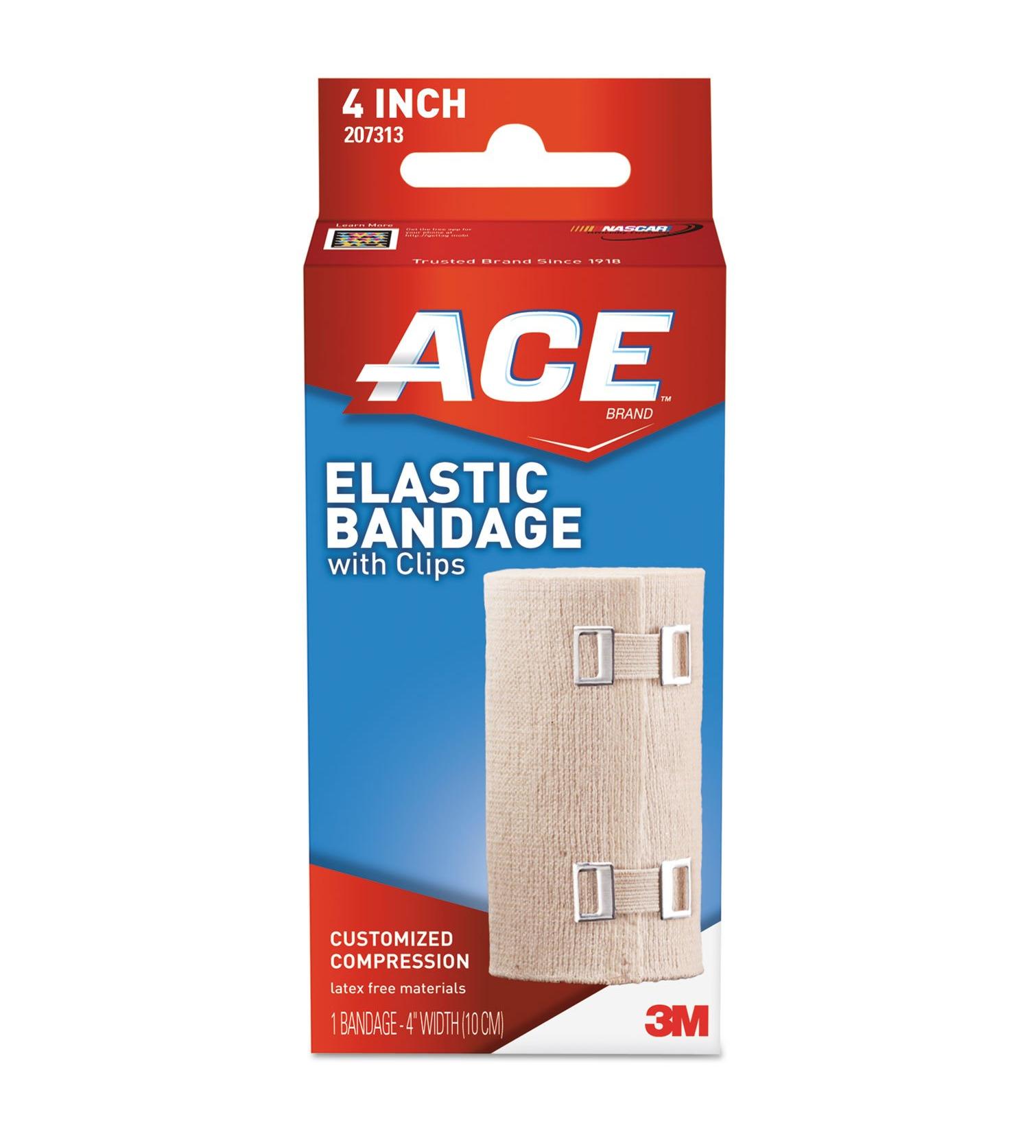 ACE 207313 Elastic Bandage with E-Z Clips  4-Inch x 64-Inch