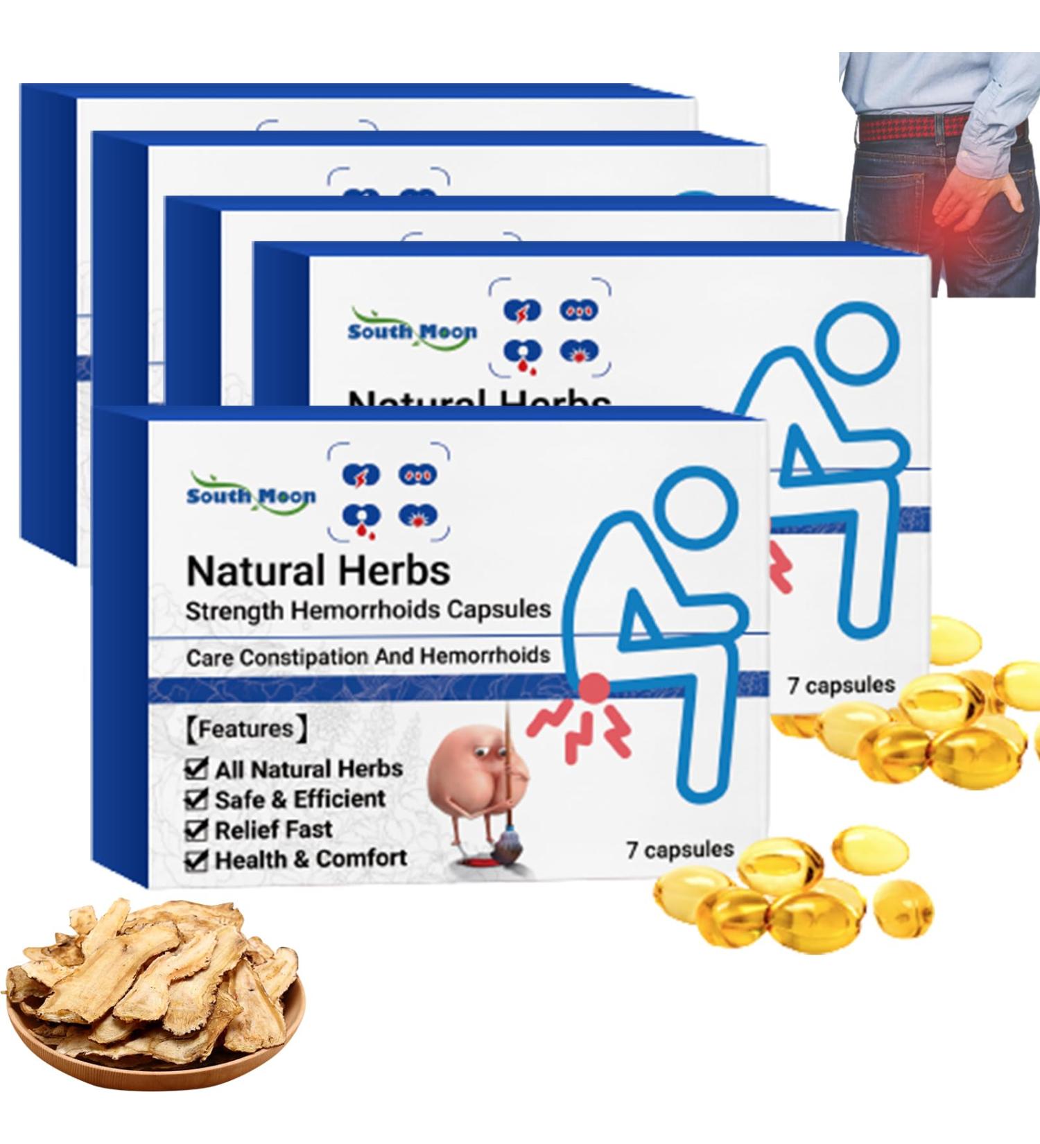 Alkyne Heca Natural Herbal Hemorrhoid Relief Capsules - Rapid Treatment for Itching (5pcs) - Buy Online on GoSupps.com