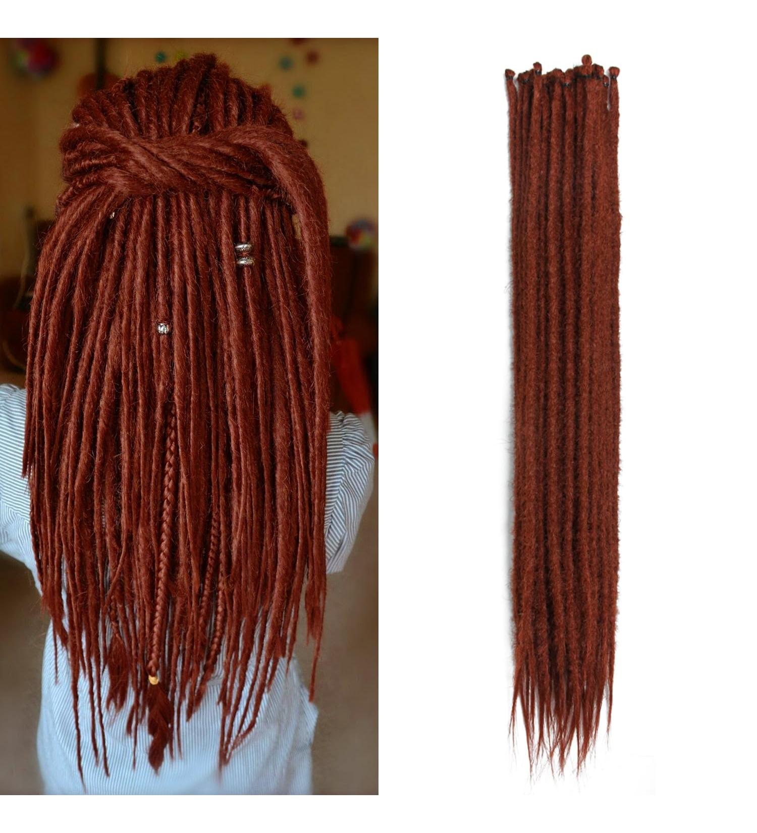 Dsoar 24-Inch Synthetic Dreadlock Extensions - Handmade 0.6cm Soft Crochet Hair 20 Strand Hip-Hop Style (Color 350#) - Buy Online on GoSupps.com