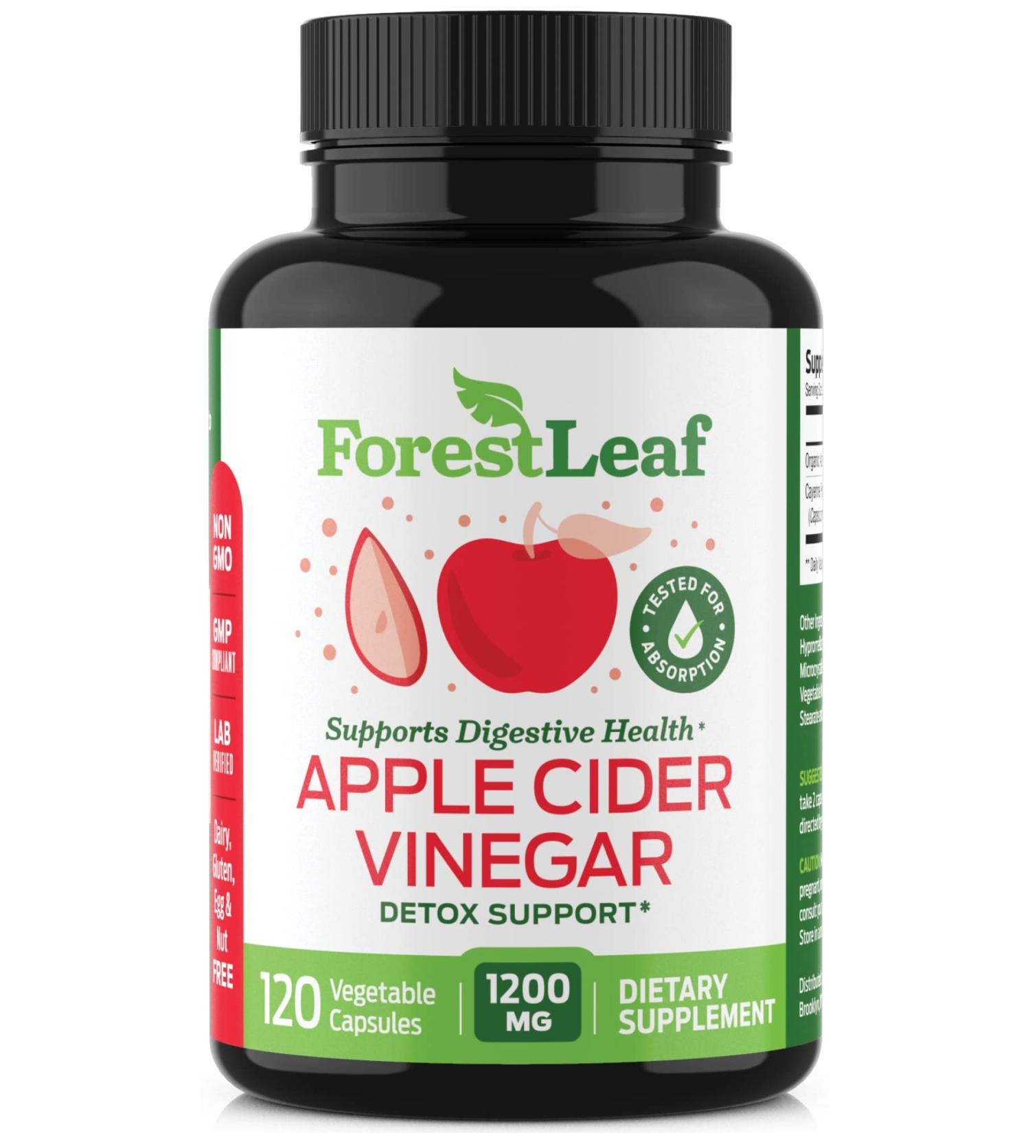 ForestLeaf Apple Cider Vinegar Capsules with Cayenne Pepper 1200mg - 120 Organic Pills | Supports Metabolism, Diet, Detox & Digestion | Gut Health & Immune Support Supplement - Buy Online on GoSupps.com