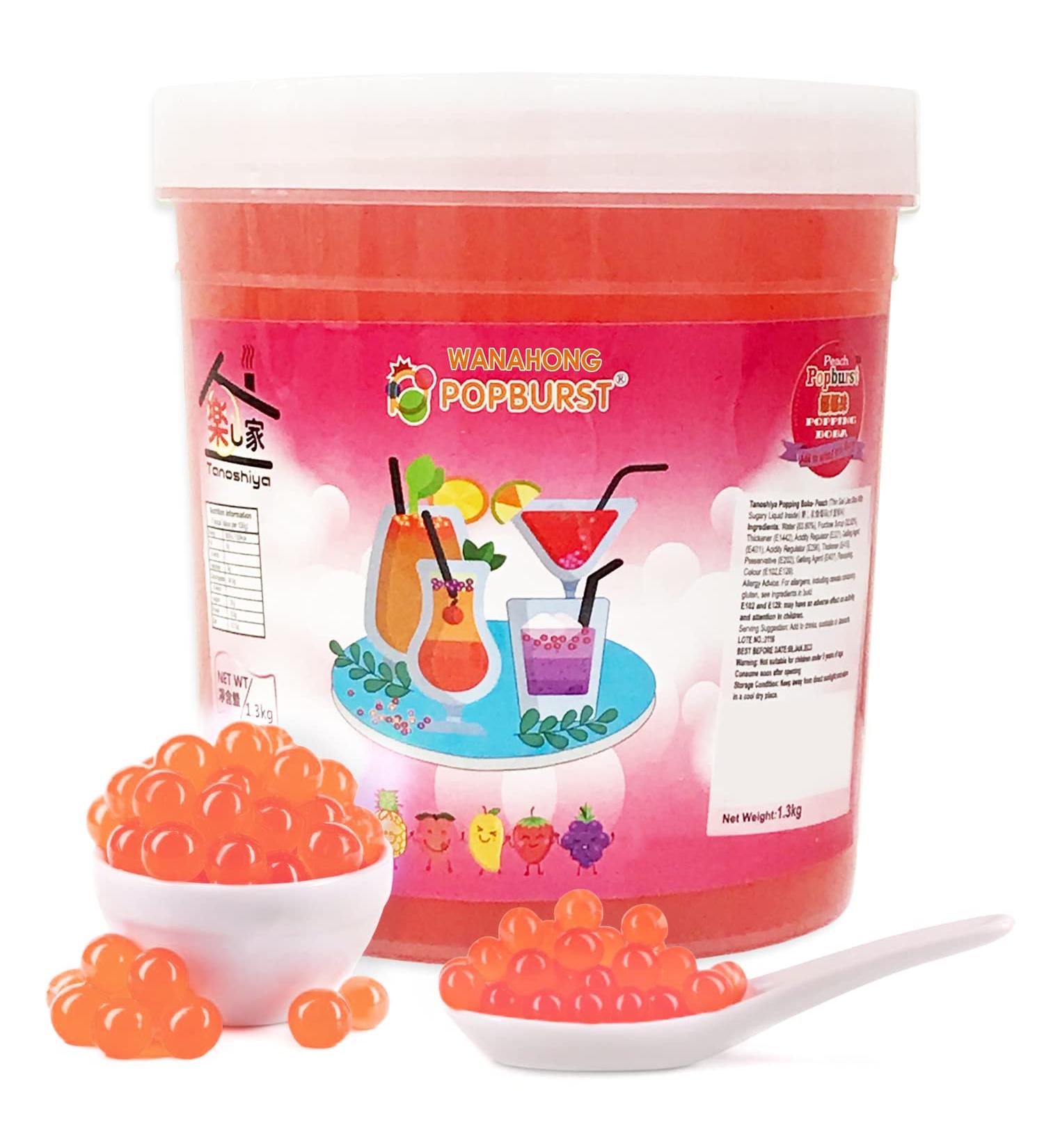 WaNaHong Peach Popping Boba Pearl 1.3 KG - Ideal for Prosecco and Cocktails - Buy Online on GoSupps.com