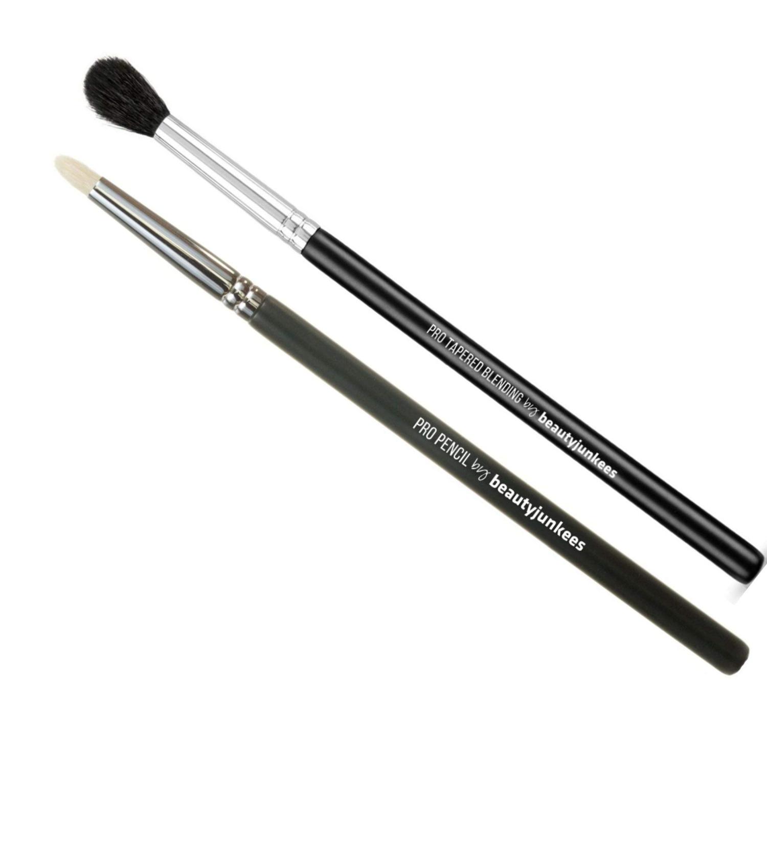 Professional 2pc Eyeshadow Blending Makeup Brushes Set - Beauty Junkees Tapered Bristles for Flawless Crease & Pencil Eyeliner Smudging | Premium Quality - Buy Online on GoSupps.com
