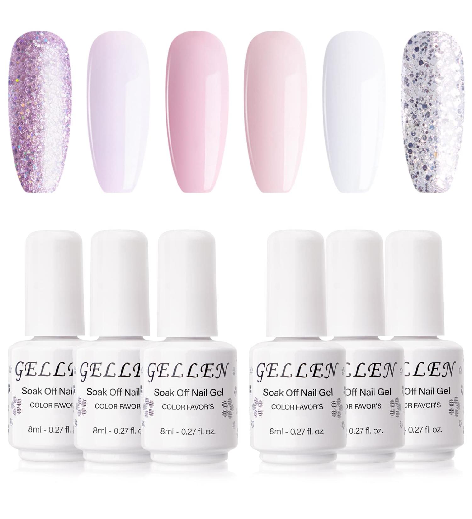 Gellen Baby Pinks Colors Gel Nail Polish Set - Pure Adorable 6 Colors Soak Off UV Home Gel Manicure Kit Baby Pinks Series - Buy Online on GoSupps.com