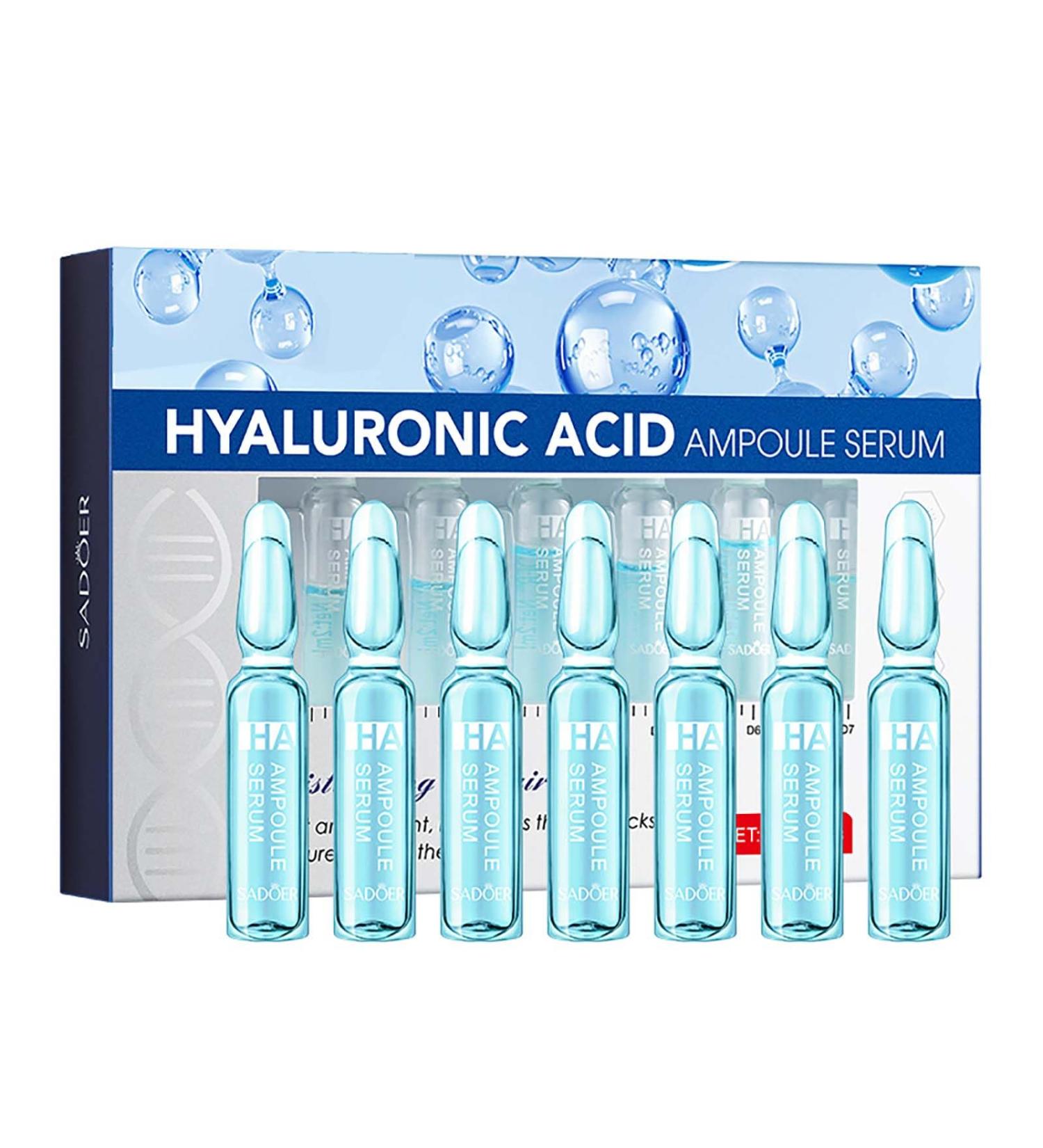 Hyaluronic Acid Concentrated Ampoules for Deeply Moisturized Natural Face Lift - 7x2ml Serum for Women & Men - Buy Online on GoSupps.com