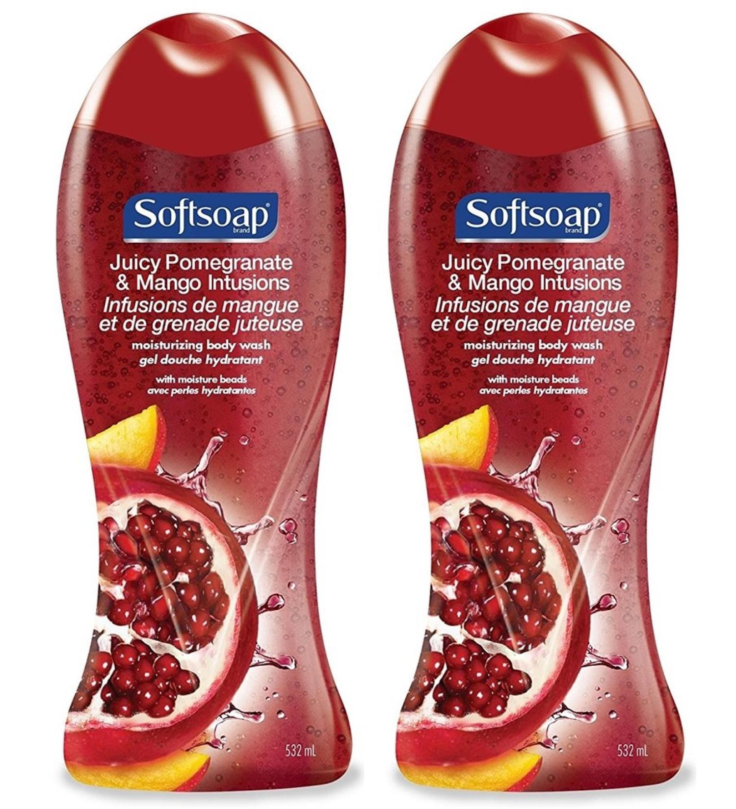 Softsoap Body Wash Juicy Pomegranate and Mango Infusions 18 fl oz(pack of 2)