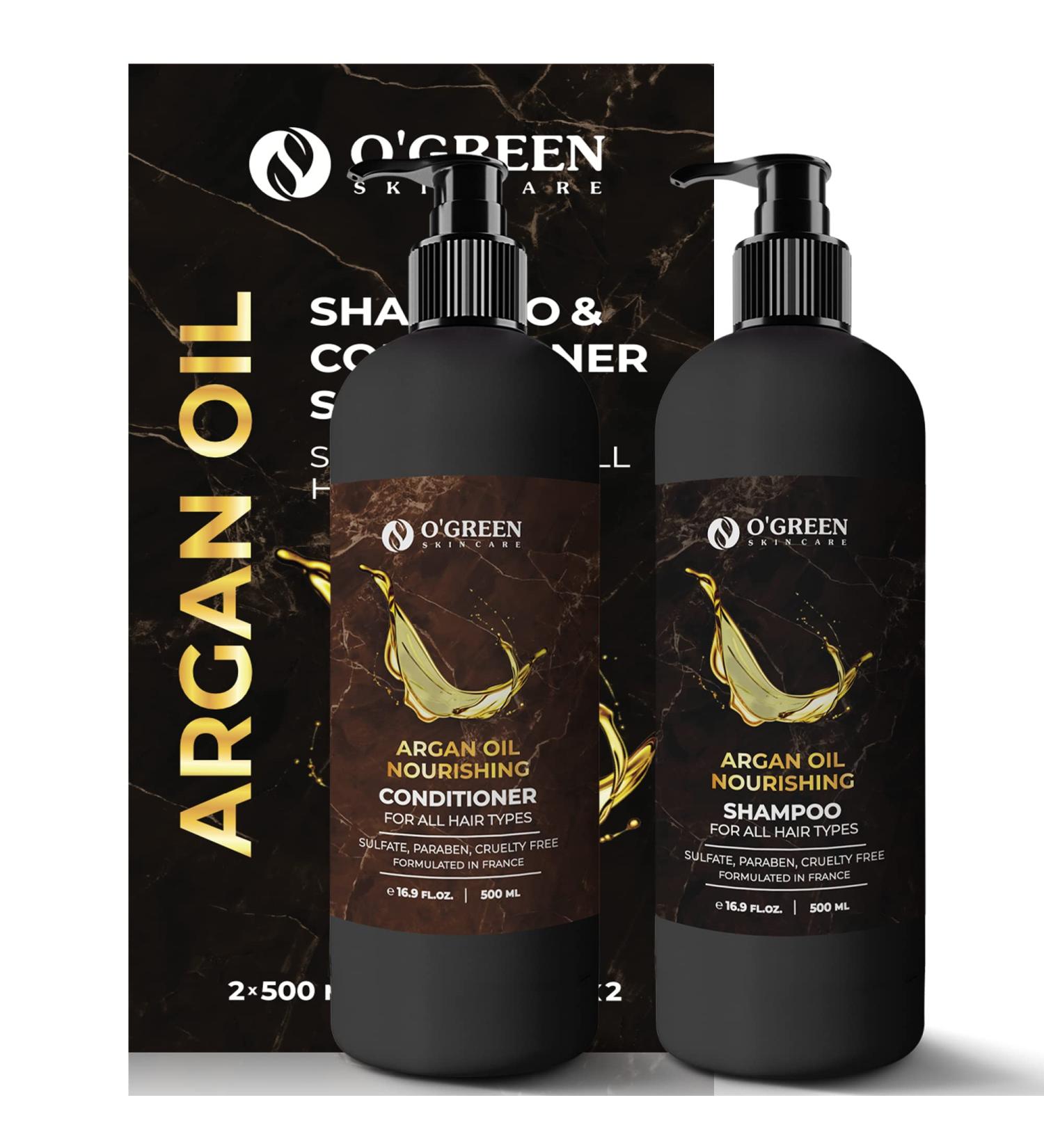 Moroccan Argan Oil Shampoo & Conditioner Set - SLS Sulfate Paraben Salt Free - for Fine/Thin Hair - Color & Keratin Safe - Ideal Gift for Damaged, Dry, Curly, Frizzy Hair - Buy Online on GoSupps.com