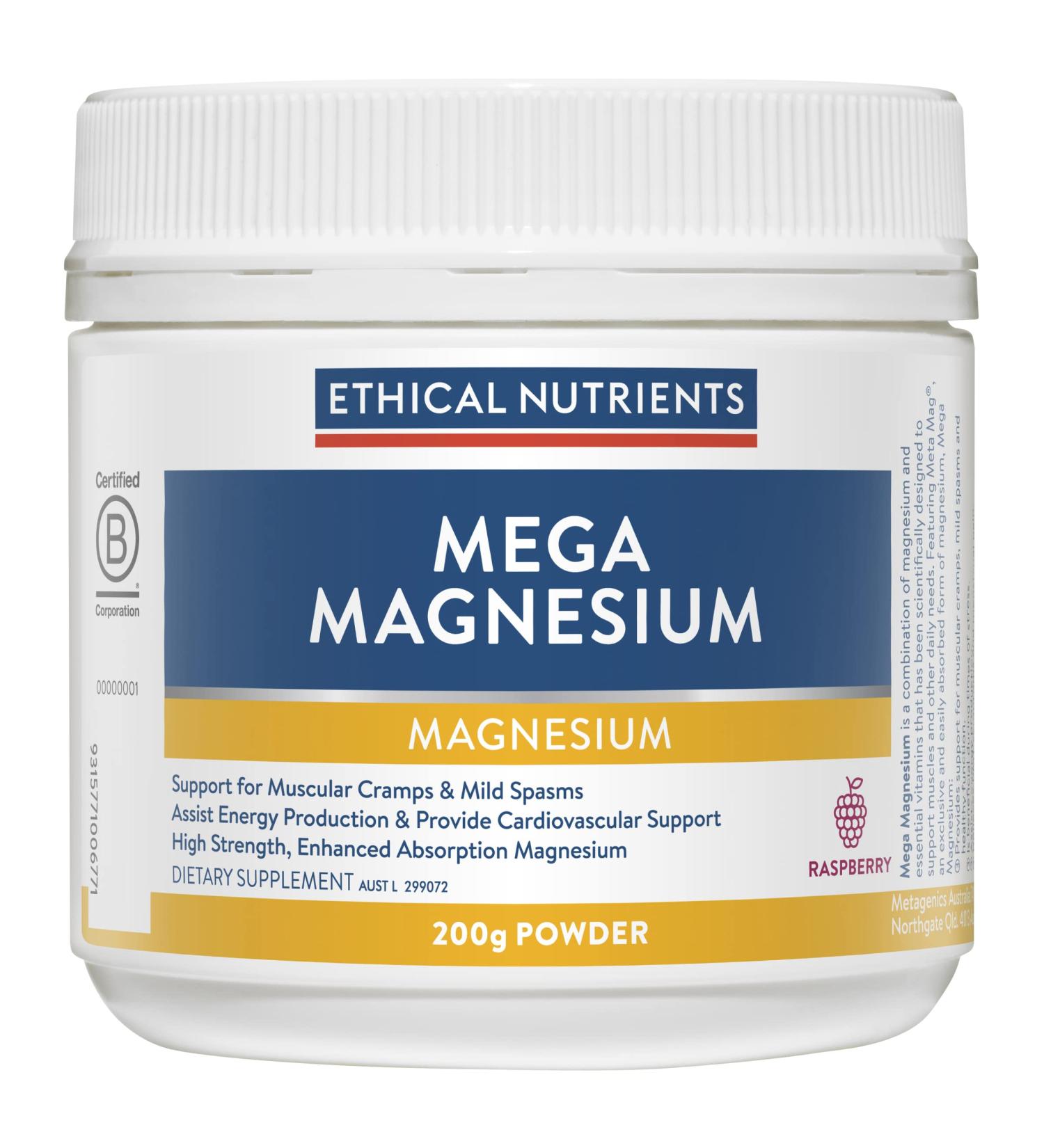 Ethical Nutrients MEGAZORB Mega Magnesium Powder Raspberry 200g - Buy Online on GoSupps.com