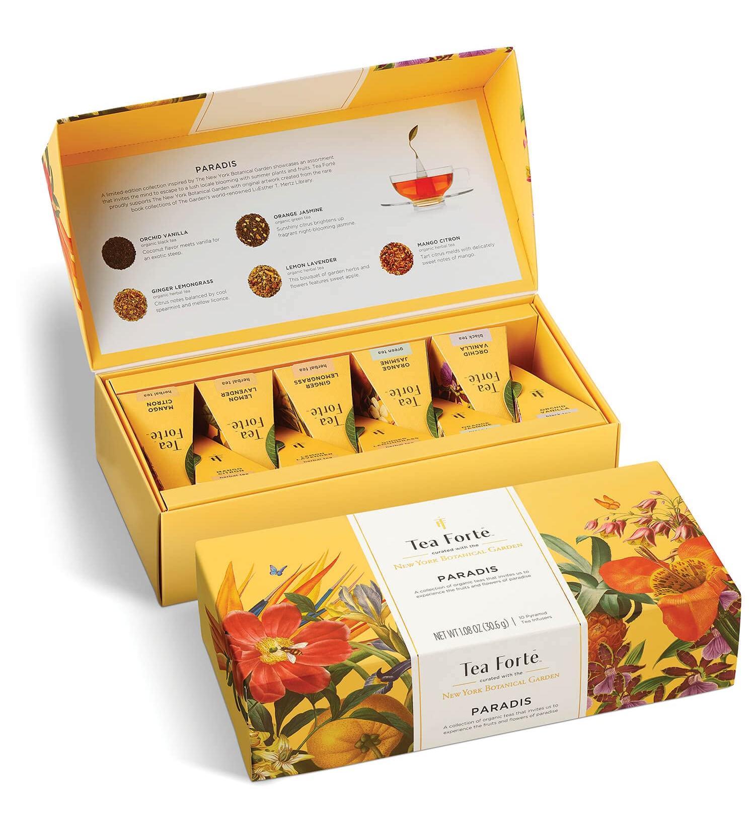 Tea Forte Petite Presentation Box - Assorted Variety Tea Samplers with 10 Handcrafted Pyramid Infusers - Premium Fruity Tea Gift Set - Buy Online on GoSupps.com