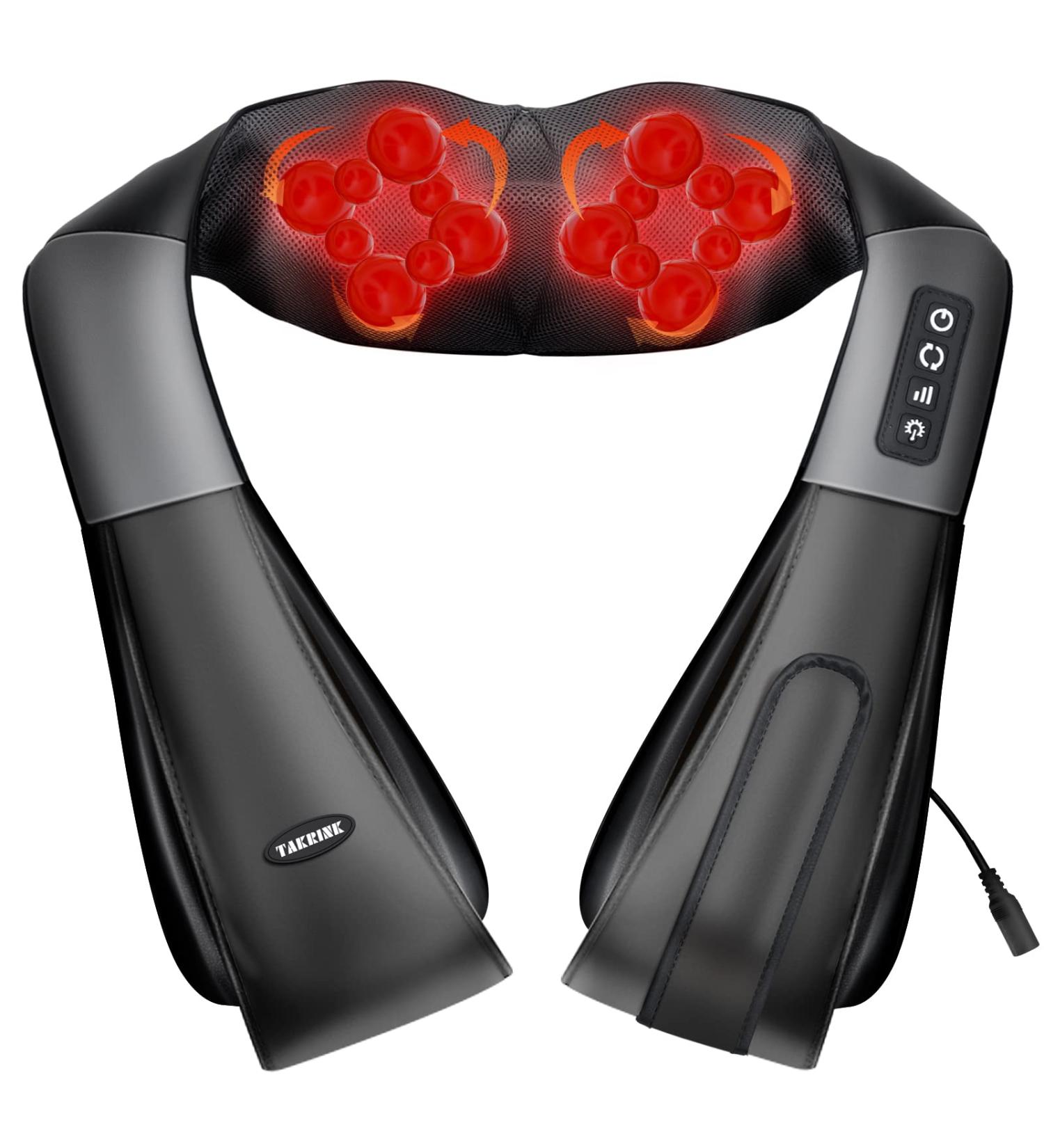 Takrink Shiatsu Neck & Back Massage Device - 16 Massage Balls Adjustable 3 Speeds & 1.8m Cord - Relieve Shoulder Pain & Tension - International Shipping Available - Buy Online on GoSupps.com