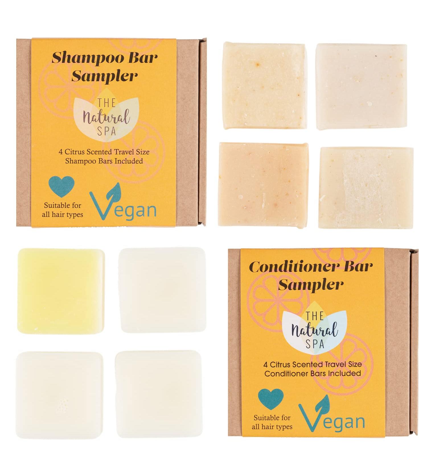 The Natural Spa 4 x Shampoing et 4 x Apr s-shampooing Mini Barres | Ingr dients naturels | Huiles Essentielles Nourrissantes | Sans paraben | SLS gratuit | V g talien | Respectueux du climat (Agrumes) - Buy Online on GoSupps.com