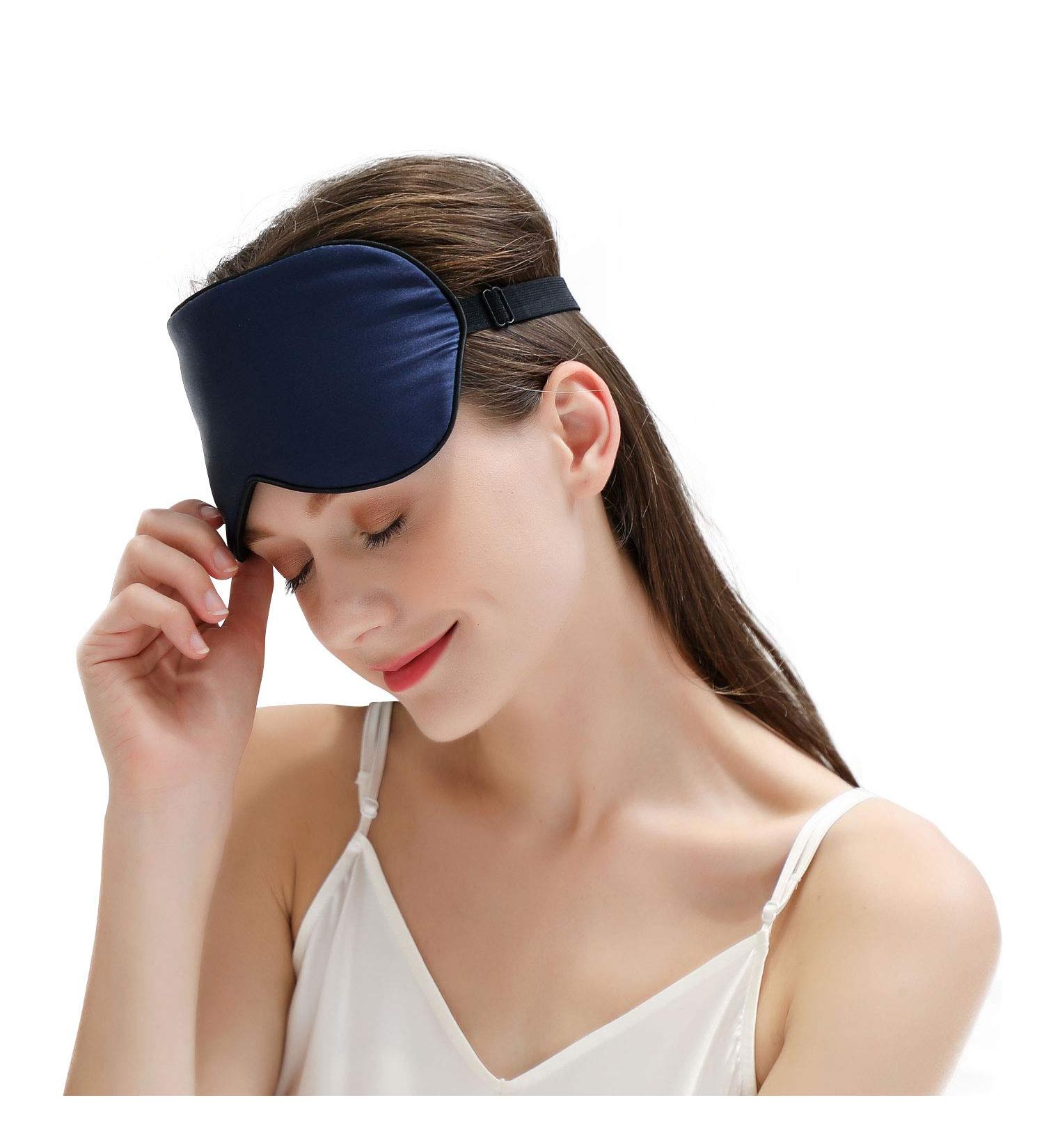 ZIMASILK 100% Natural Silk Sleep Mask - Adjustable Super-Smooth Soft Eye Mask for Sleep in Navy Blue - Buy Online on GoSupps.com