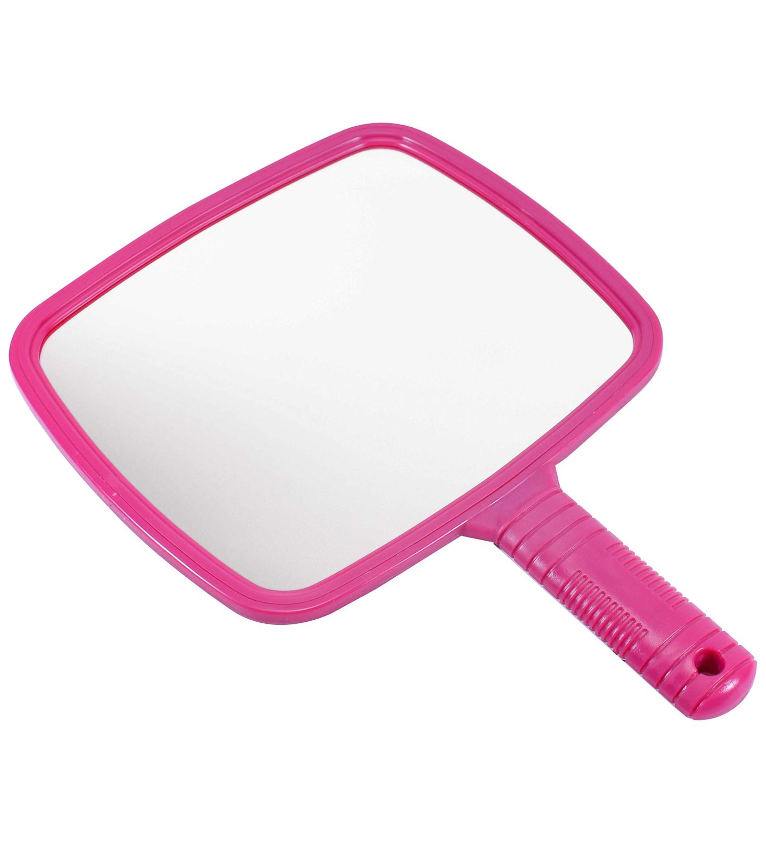 TRIXES Salon Hairdresser Hand Mirror Pink Wide Angle 20x17.5cm for Professional Barbers and Hairdressers - Buy Online on GoSupps.com