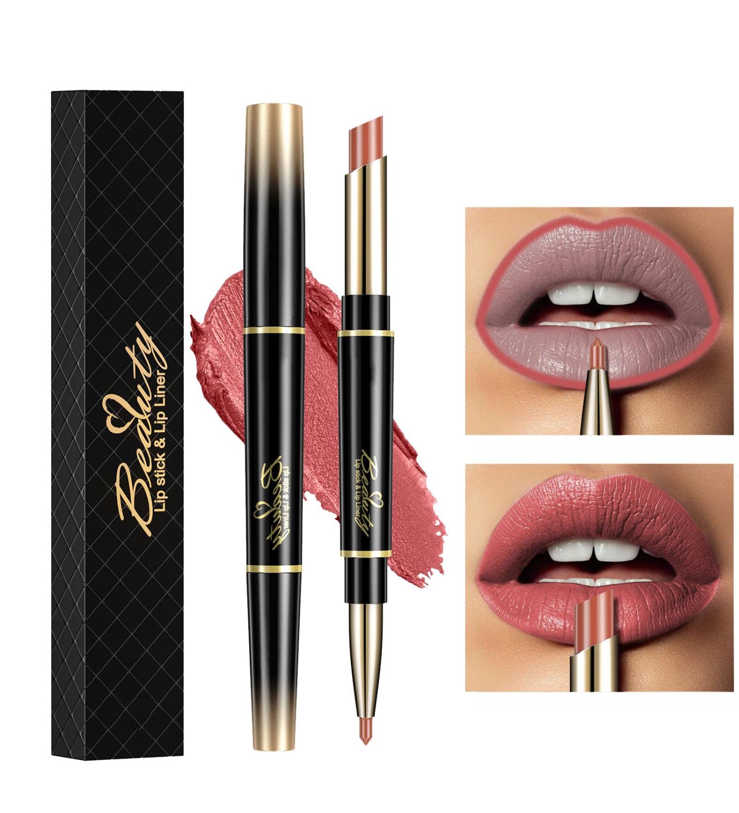 Housn 2 in 1 Double-End Lip Liner Pencil Matte Lipstick Pen | Long-Lasting & Non-Stick Cup Formula | Nude Beige Shade | Ideal Makeup Gift for Girls & Women - Buy Online on GoSupps.com