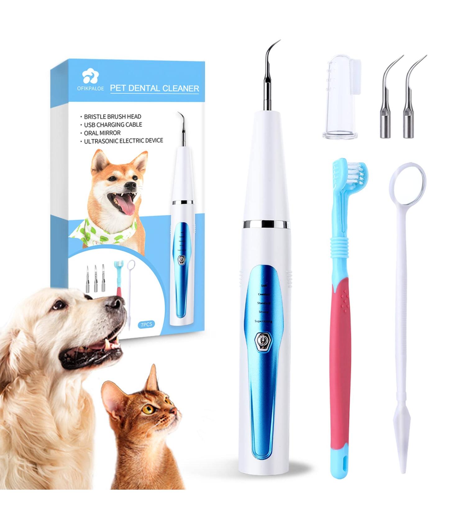 7Pcs Electric Dog Teeth Cleaning Kit for Easy Dental Care - Pet Tartar Remover & Ultrasonic Dental Cleaning Machine for Large & Small Dogs (Blue) - Buy Online on GoSupps.com