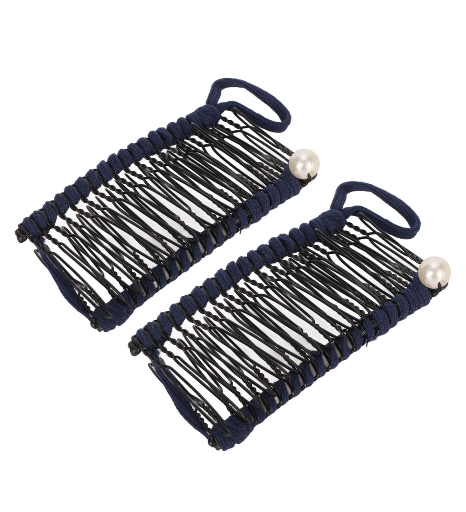 Vintage Cover Comb Tool Metal Weaving Stylish Easy to Use Comfortable Banana Hair Clips Sturdy and Elastic for Thick Wavy Curly Hair (Navy Blue) - Buy Online on GoSupps.com