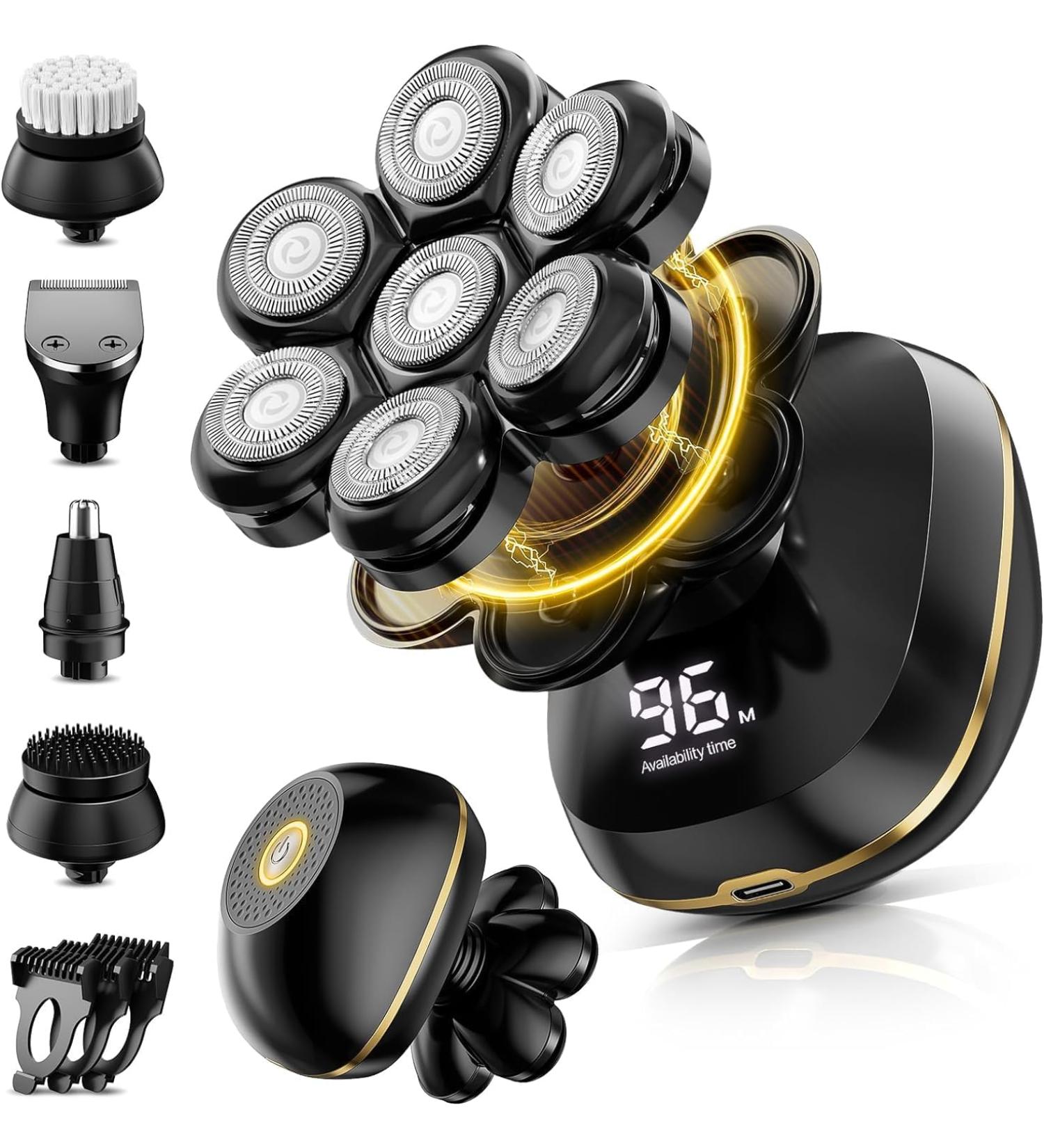 Head Shavers Upgrade 6-in-1 Electric Head Shavers for Bald Men Wet/Dry LED Display Rechargeable 7D Rotary Shaver Grooming Kit with Type-C Charge - Buy Online on GoSupps.com
