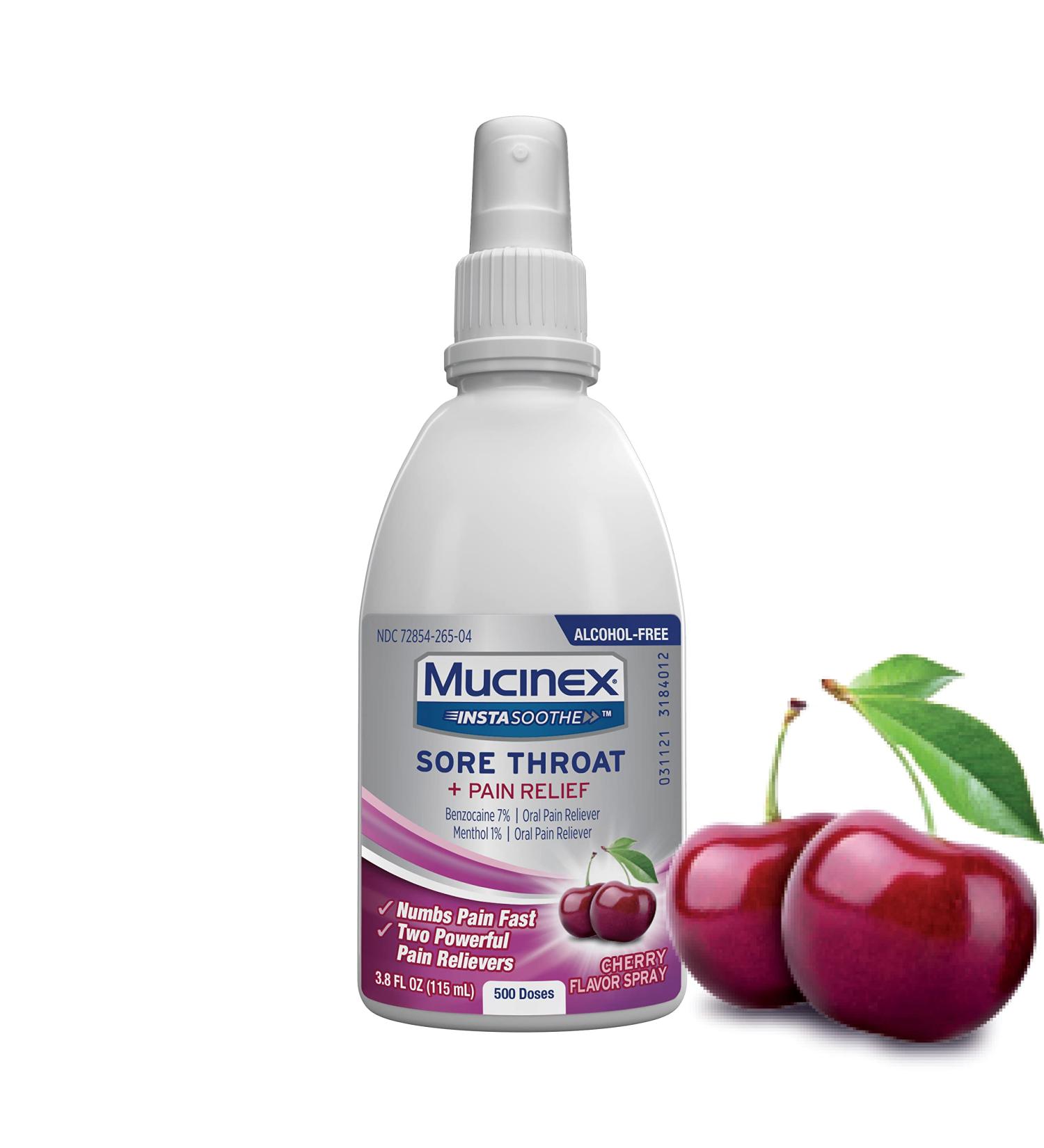 Mucinex InstaSoothe Sore Throat Spray - Fast Pain Relief, Soothing Cherry Flavor - 3.8 Fl Oz - Buy Online on GoSupps.com