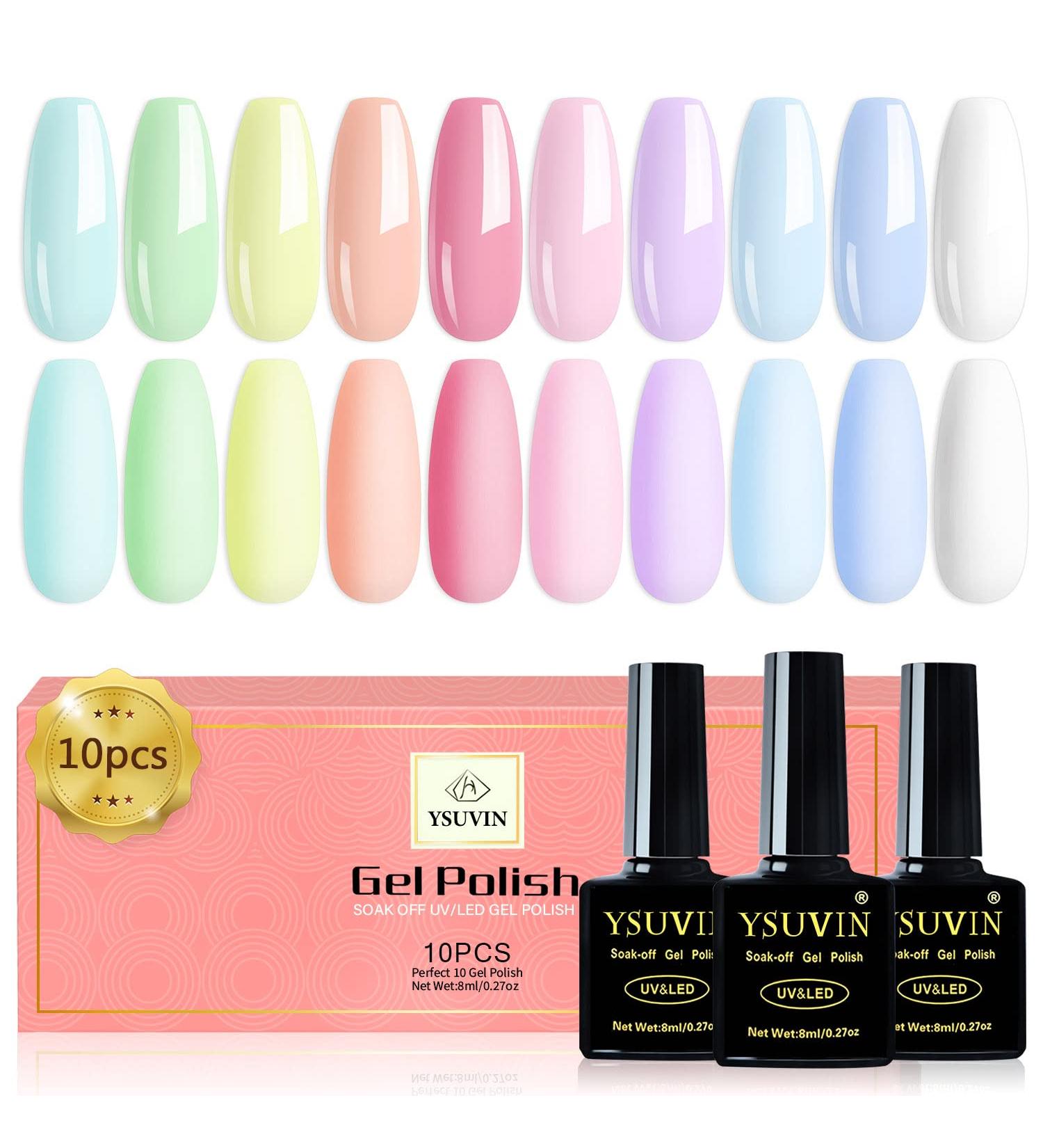 Yueshop 80ml Macaron Candy Pastel Gel Polish Set - 10 Colors UV/LED Soak Off Long Lasting Varnish for Manicure - Buy Online on GoSupps.com
