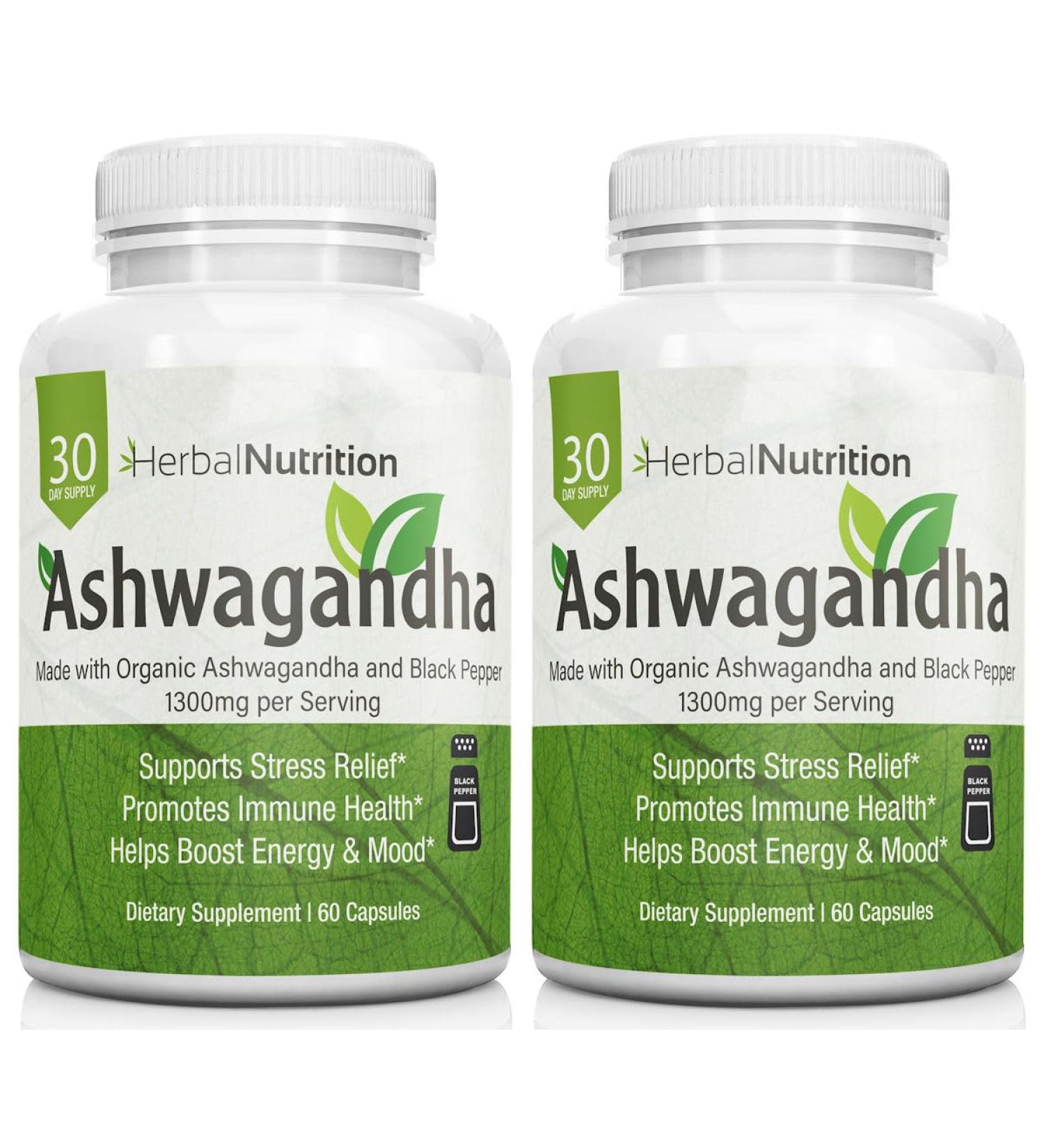 Herbal Nutrition Organic Ashwagandha 120 Vegan Capsules, Withania somnifera Root Powder, Traditional Ayurvedic Herb for Balance, Calm & Daily Wellness, Non-GMO, Plant-Based, Tested for Quality - Buy Online on GoSupps.com
