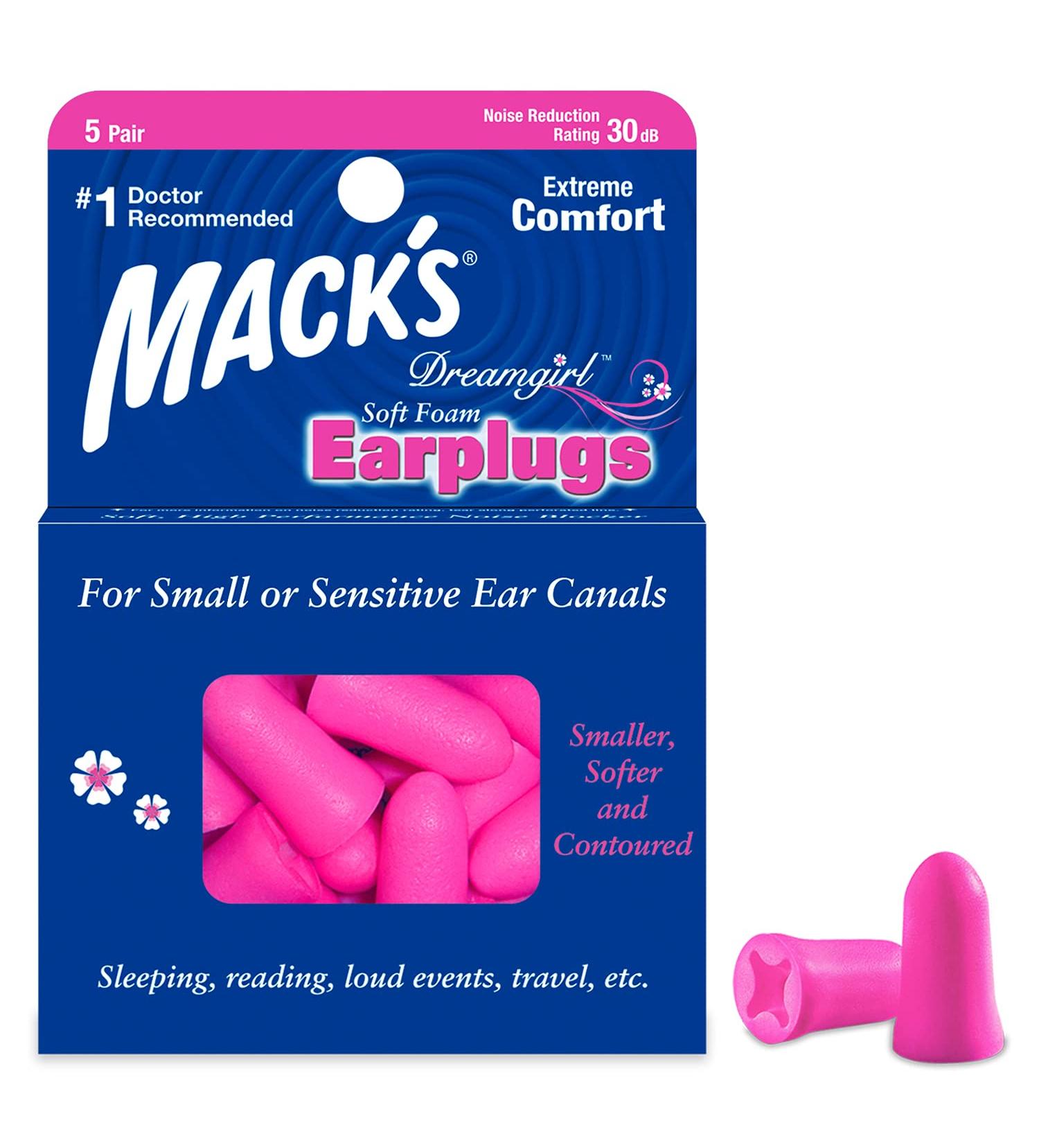 Mack's Dreamgirl Soft Foam Earplugs - 5 Pairs Pink | Small Earplugs for Sleeping Snoring Studying Travel & Concerts - Shop Internationally - Buy Online on GoSupps.com