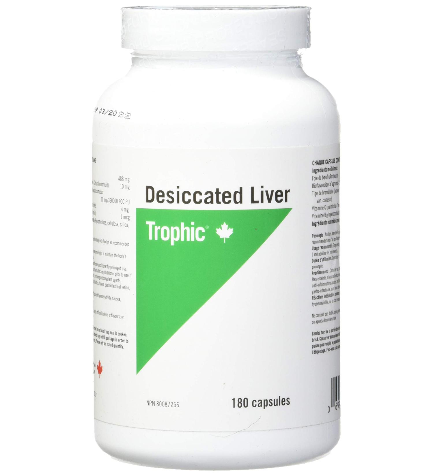 Trophic Desiccated Liver 180 Capsules - Buy Online on GoSupps.com