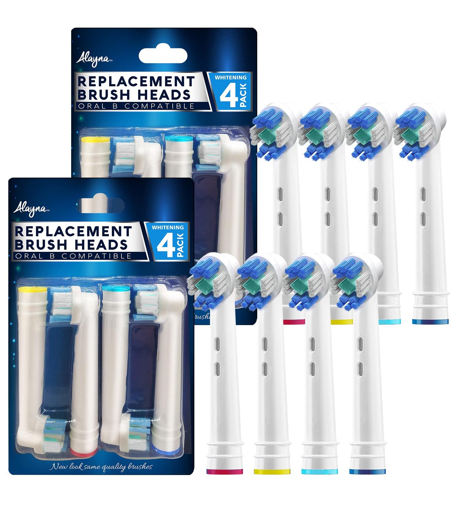 8 Pack White Replacement Brush Heads for Oral-B Braun Electric Toothbrush - 3D Whitening, Pro Style Compatible with Kids Care 1000 - 8 Count - Buy Online on GoSupps.com