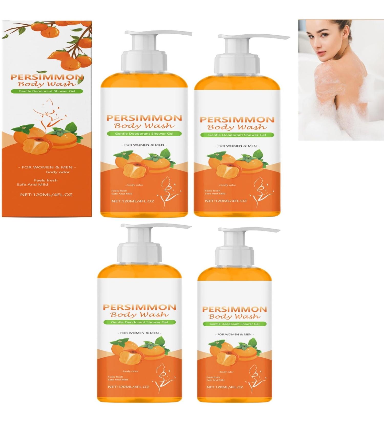 Persimmon Body Wash - Gel douche d odorant doux pour femmes et hommes nettoyant pour la peau frais odeur forte et limination des odeurs des personnes g es nettoyant et hydratant (4 pi ces) - Buy Online on GoSupps.com