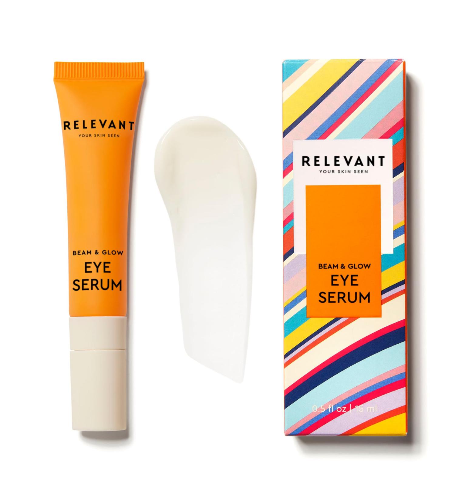 RELEVANT Hydrating Eye Serum for Dark Circles & Puffiness | Anti-Aging Under Eye Cream with Peptides & Caffeine - Vegan Skin Care - Buy Online on GoSupps.com