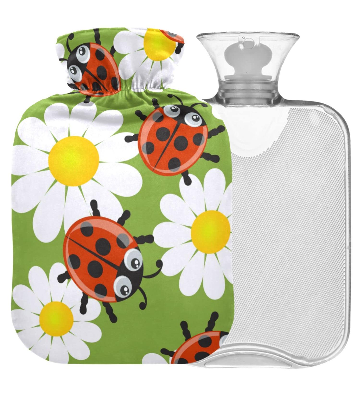 NAANLE Cartoon Daisy Lady Beetle Hot Water Bottle - 1L for Menstrual Cramps Pain Relief & Heat Therapy - Transparent Design - Buy Online on GoSupps.com