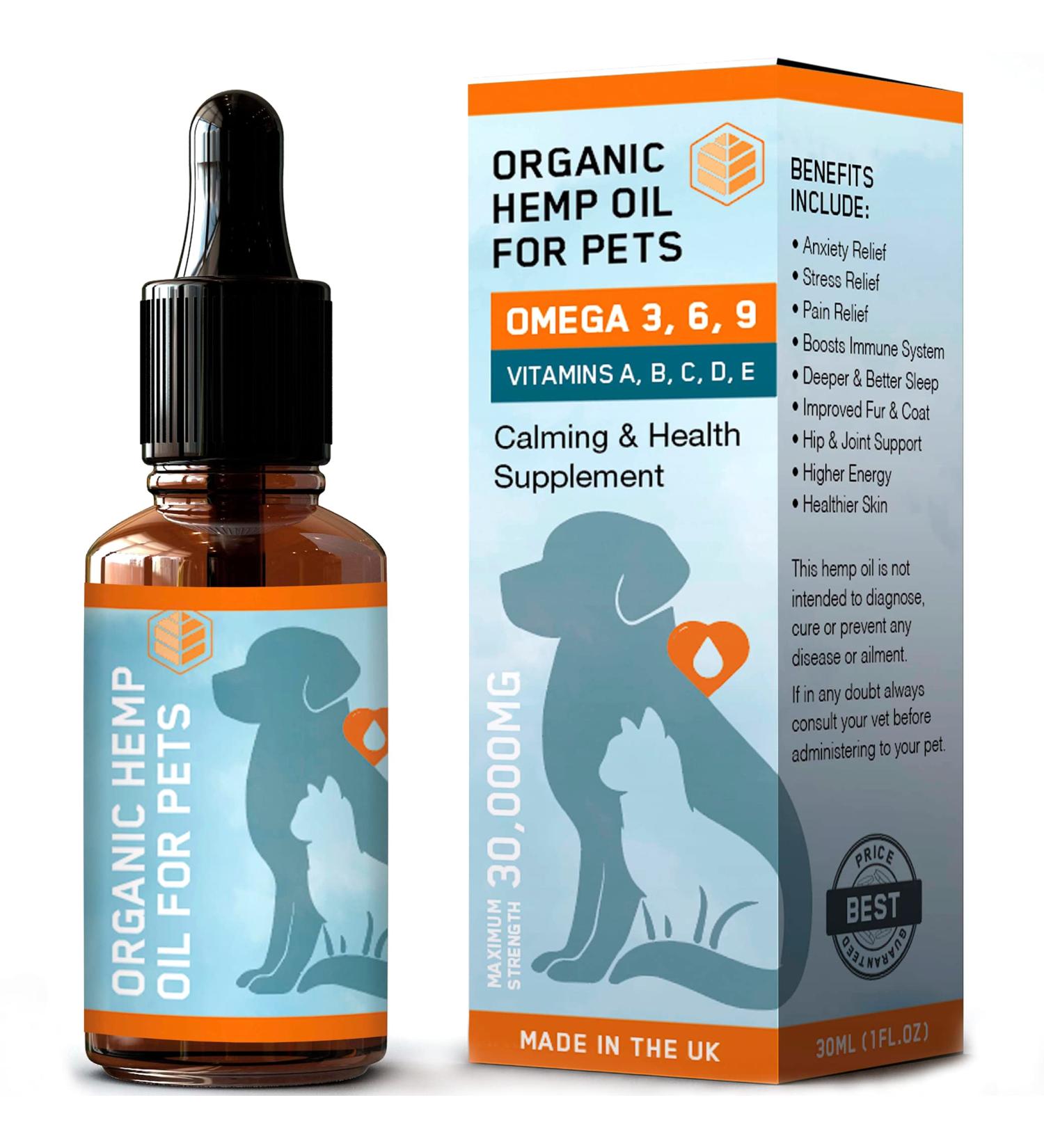 AMZ Evergreen Hemp Oil for Dogs UK | Vet Approved Calming & Anxiety Relief | Health Supplement for Pets | Hip & Joint Support | Omega 3 6 9 - 30ml - Buy Online on GoSupps.com