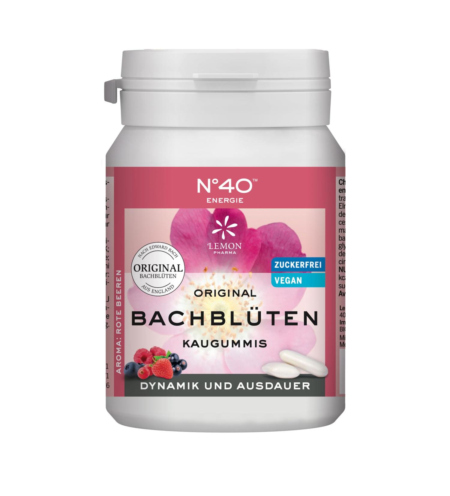 Original Bach Flower Chewing Gum No. 40 Energy by Lemon Pharma Vegan and Sugar Free