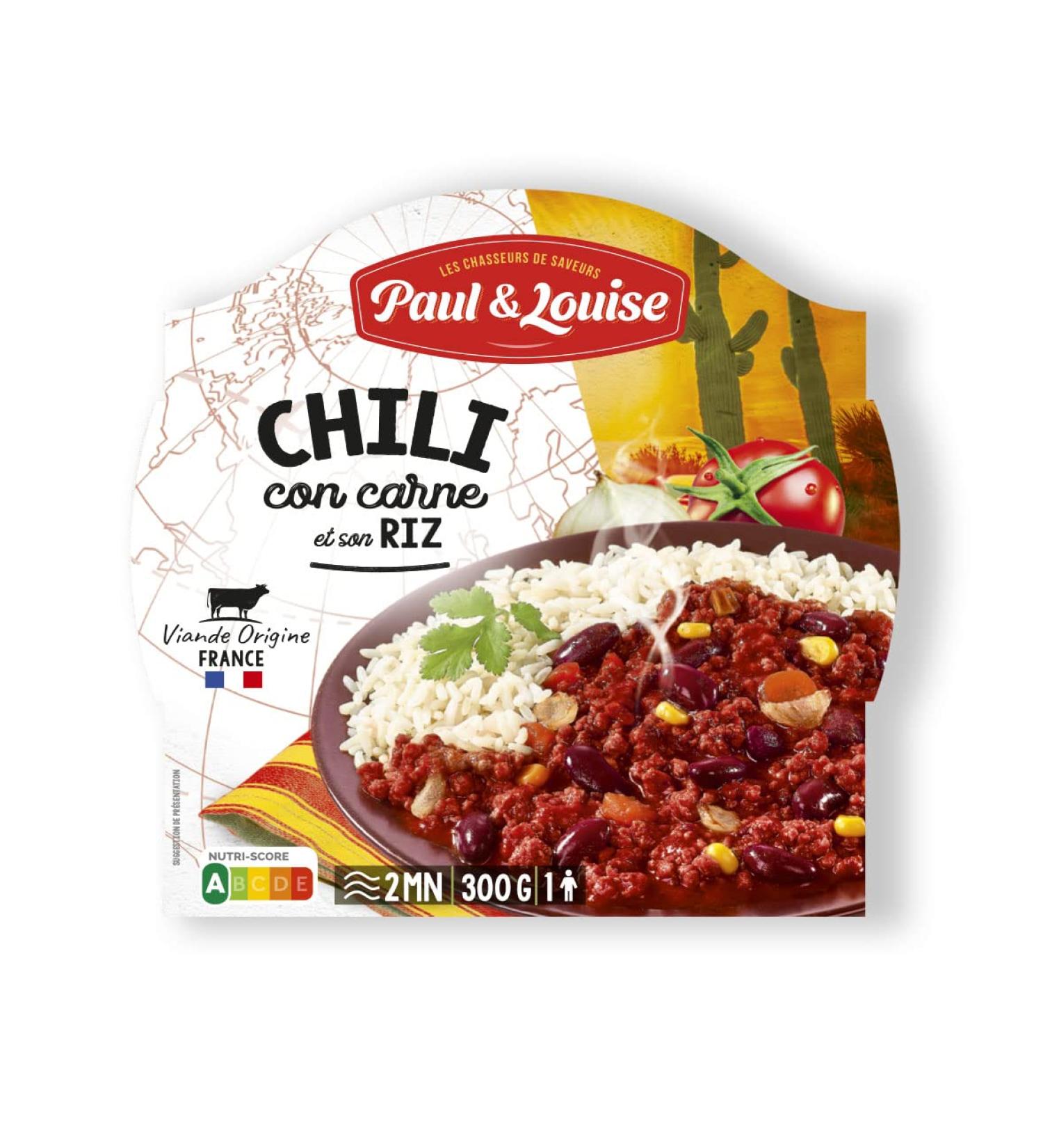 Paul & Louise Chili Con Carne & Rice 300g - Ready in 2 min - 100% French meat - Buy Online on GoSupps.com