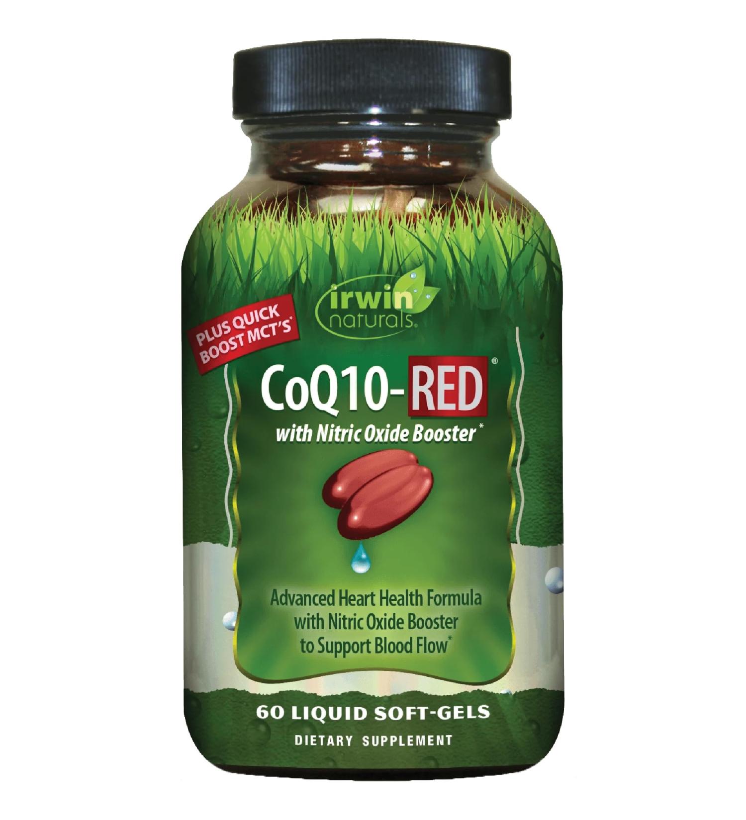 Irwin Naturals CoQ10-RED with Nitric Oxide Booster & MCTs 60 Liquid Soft-Gels Heart & Energy Support - Buy Online on GoSupps.com