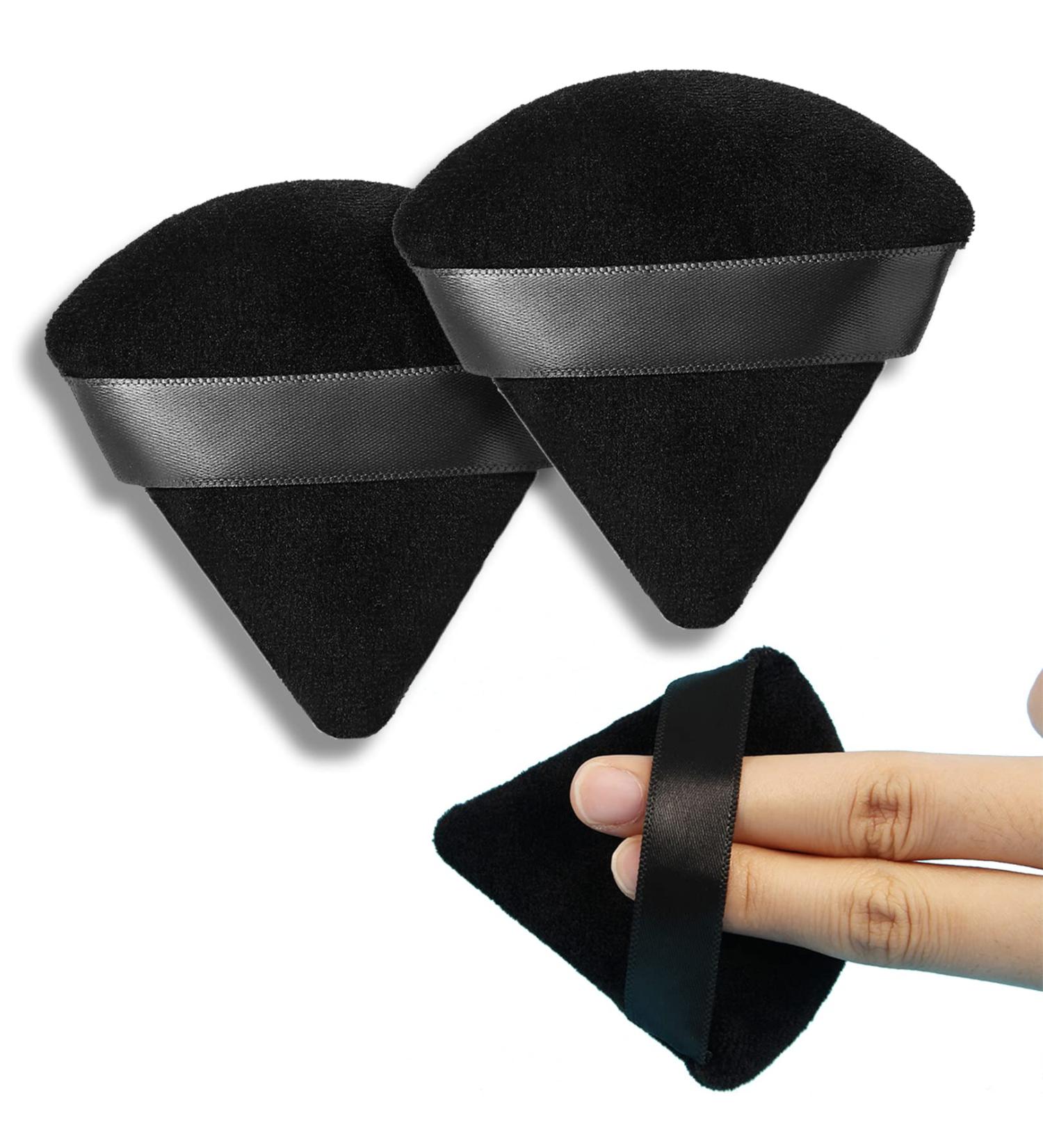 2 Pack Triangle Makeup Puff Set - Reusable Sponge with Strap for Loose Powder & Foundation - Wet/Dry Makeup Tool - Black - Buy Online on GoSupps.com