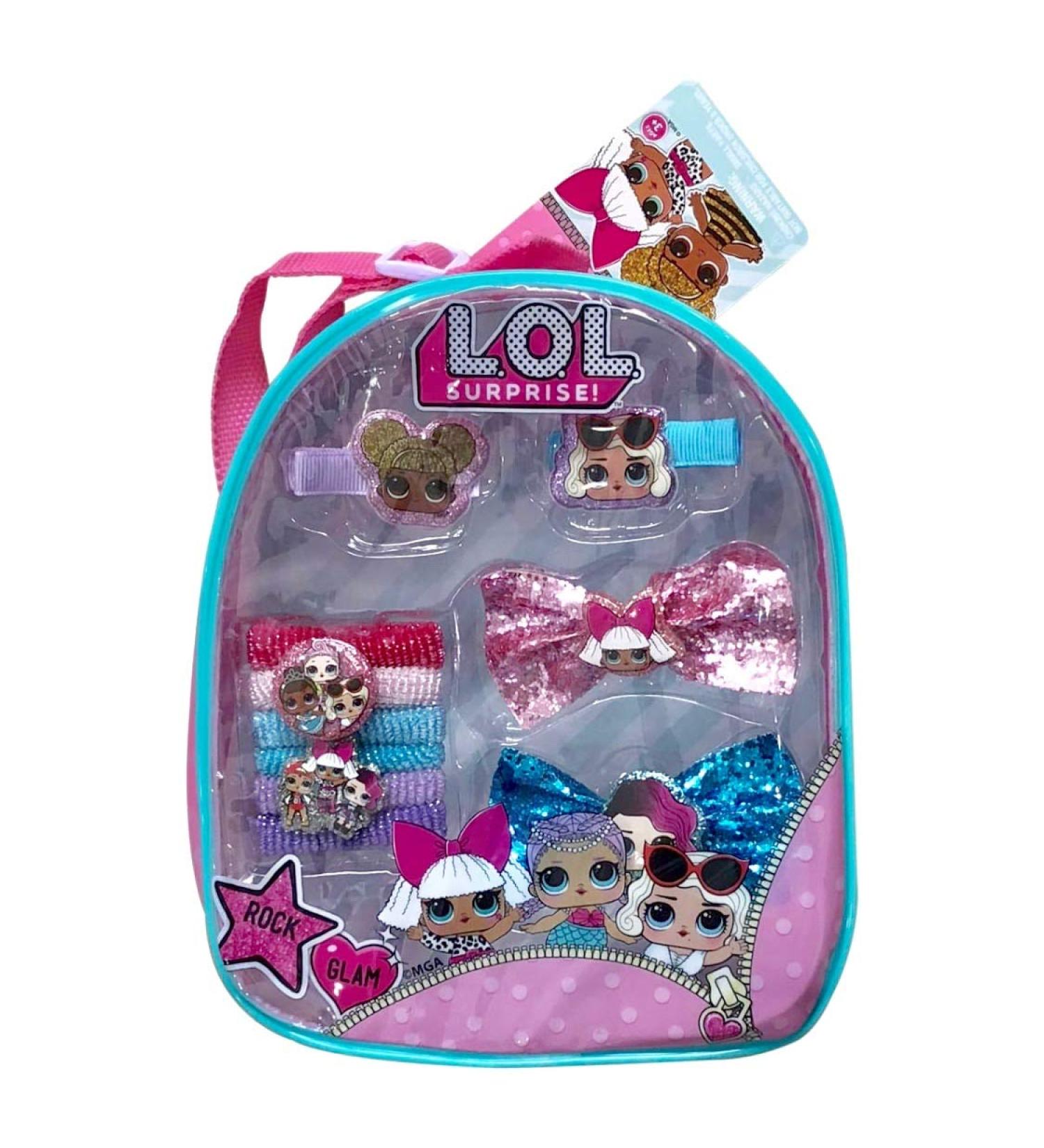 L.O.L Surprise 11 Pieces Mini Backpack Complete Hair Accessories For Girls(+3 years)