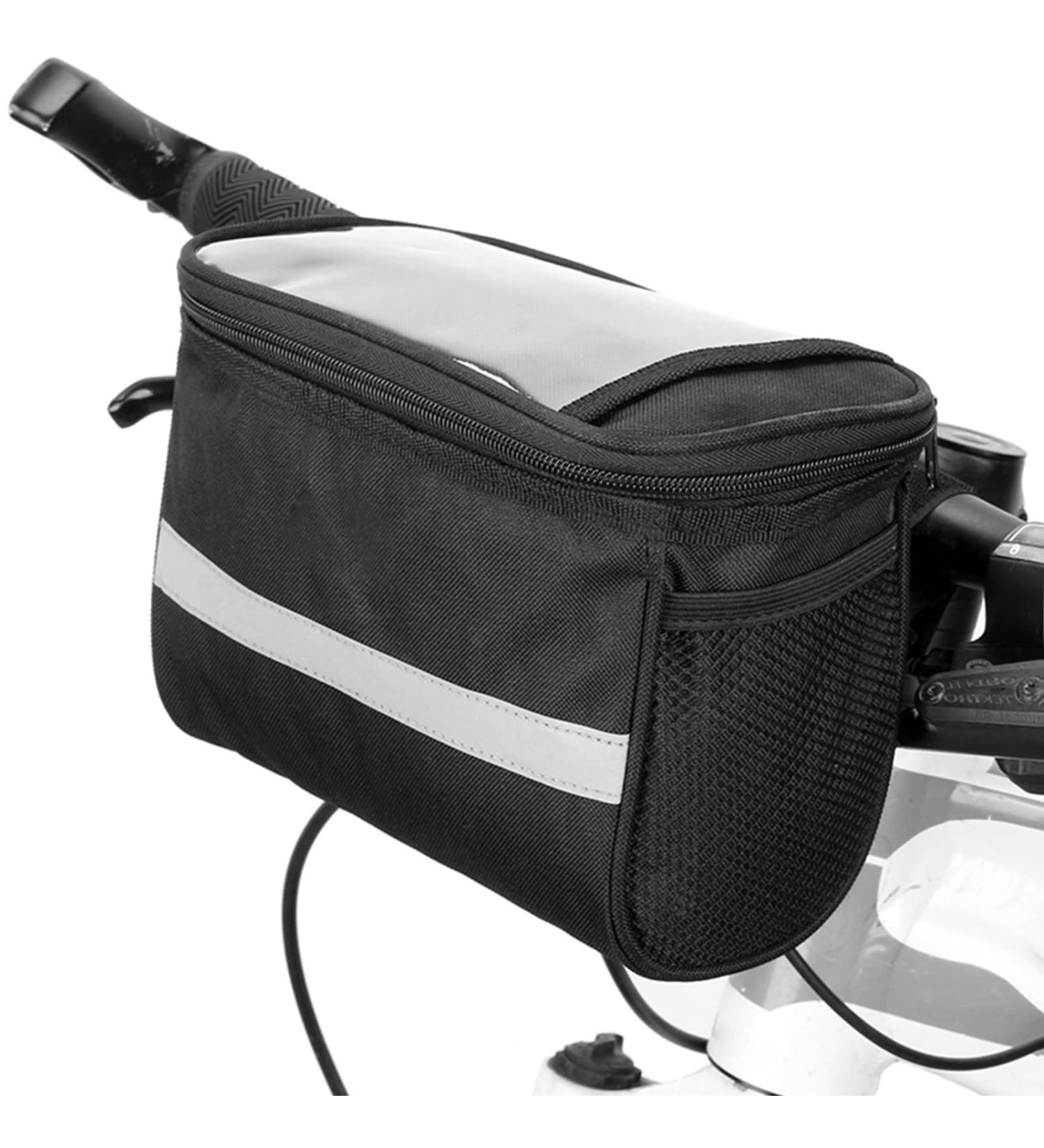 Lixada Bike Basket Bag | Reflective Stripe | Handlebar, Frame, Front Tube, Pannier Bag | Black - 21.5*13.5*16.5CM - Buy Online on GoSupps.com