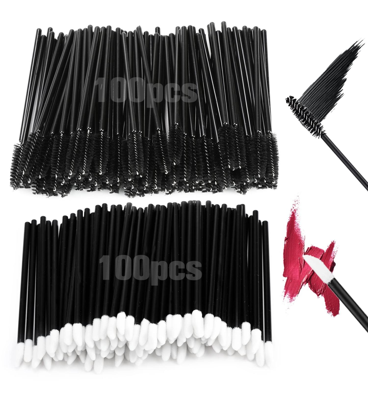 200 Pcs Disposable Mascara & Lip Wands Makeup Tool Kit - Black | Eyelash Eyebrow Extensions Brush Applicator for Cosmetic Makeup - Buy Online on GoSupps.com