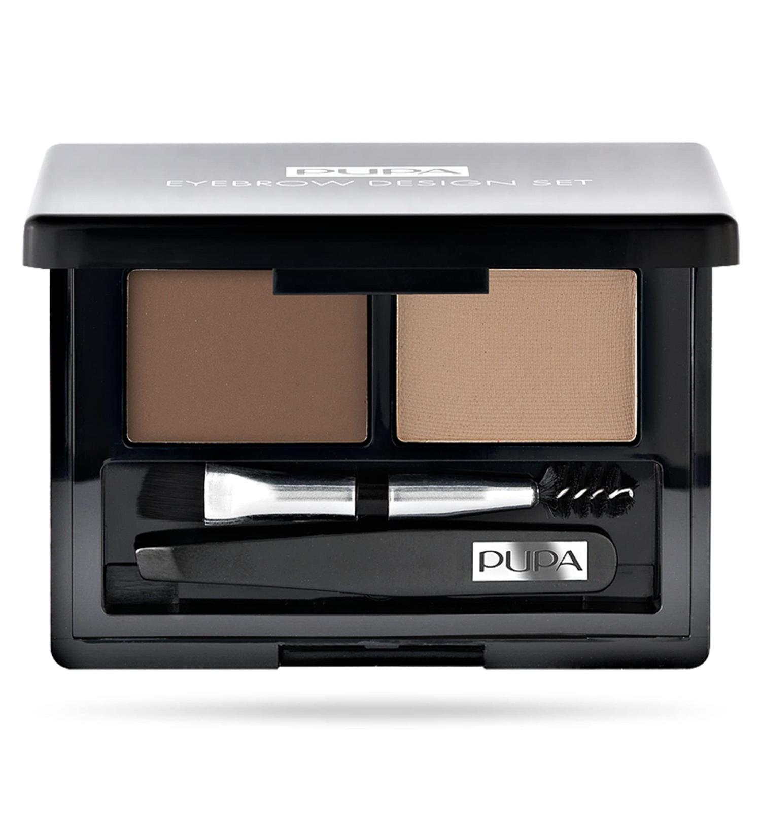 Pupa Milano Eyebrow Design Set - Brow Grooming & Shaping Essentials - Includes Tweezers, Brush, Powder & Wax - Dermatologist Tested - Blonde 001 - 0.039 oz - Buy Online on GoSupps.com