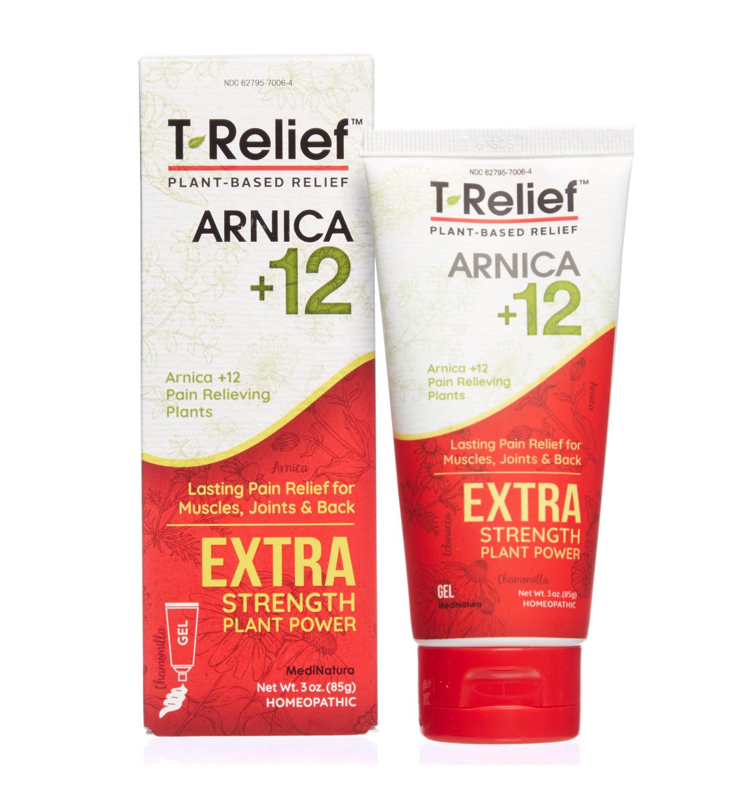 MediNatura T-Relief Extra Strength Pain Relief Gel - 3 oz with Arnica & 12 Plant-Based Pain Relievers - Buy Online on GoSupps.com
