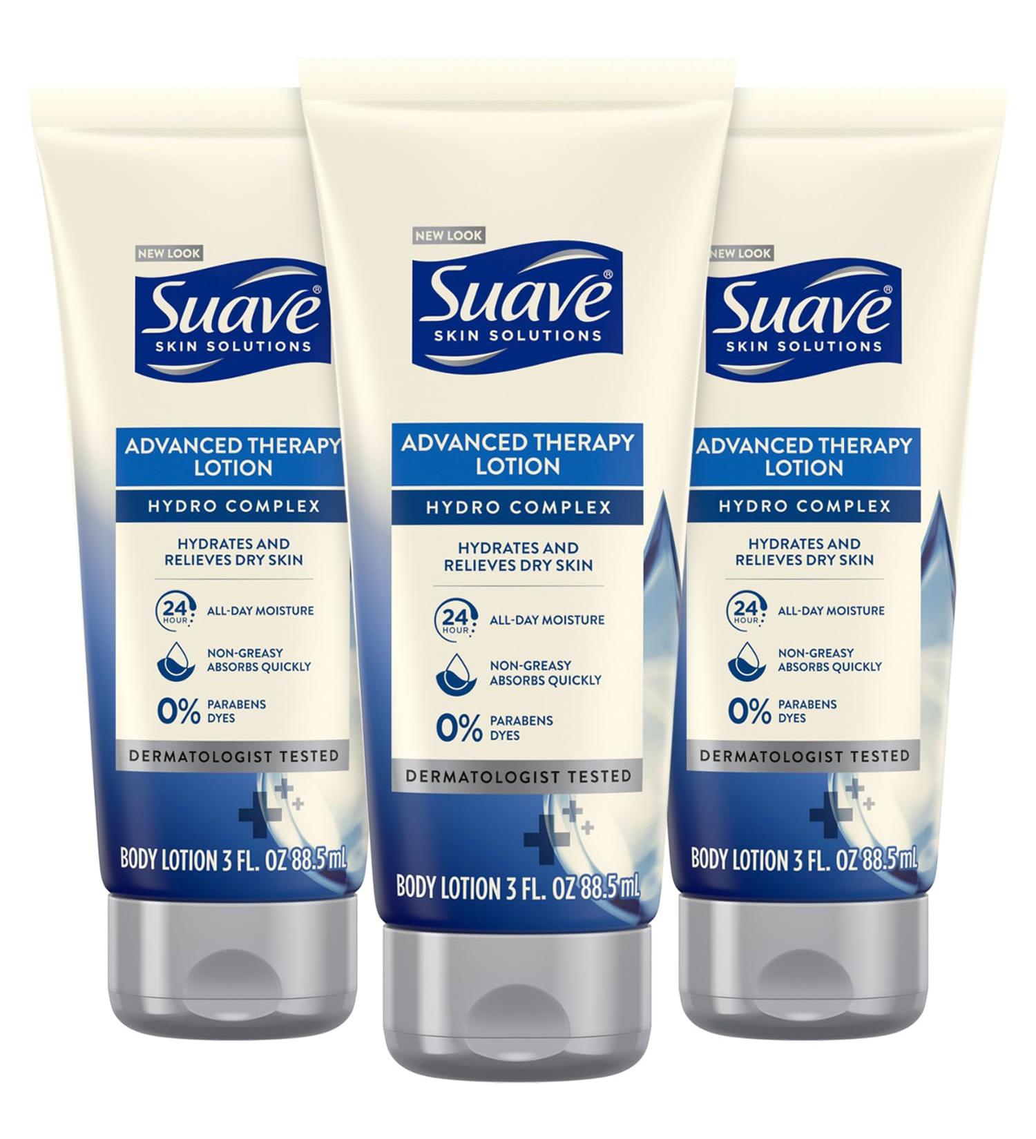 Suave Advanced Therapy Lotion - Travel Size Hand & Body Moisturizer for Extremely Dry Skin 24H Hydration Pack of 3 (3 Oz - Buy Online on GoSupps.com