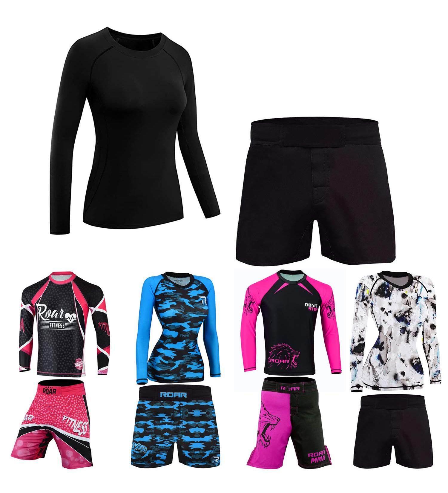 Roar No Gi Ladies Sports Bra BJJ Leggings MMA Shorts Grappling Rash Guard Set - Black, Small - Buy Online on GoSupps.com