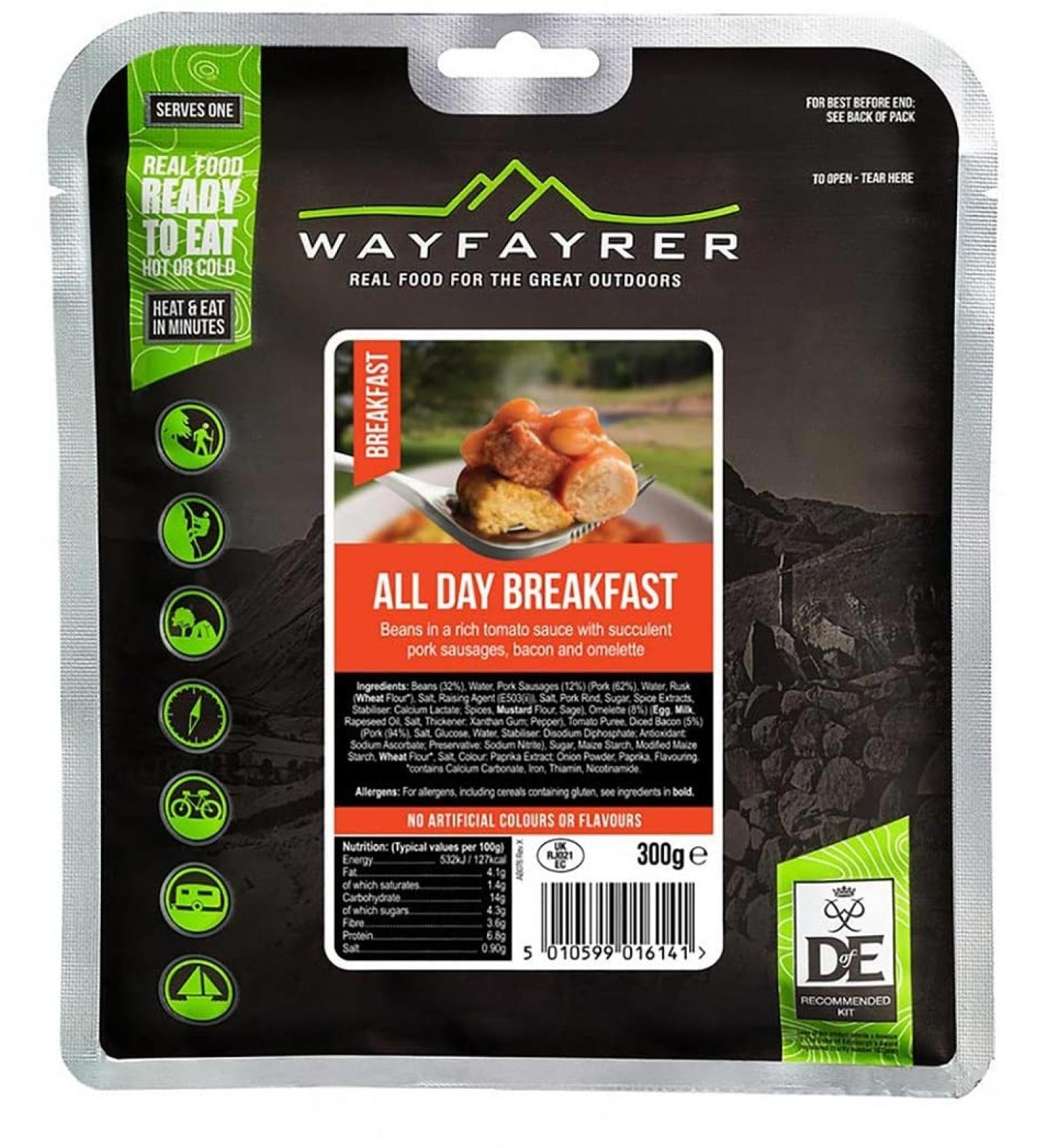 Wayfayrer All Day Breakfast 300g - Ready-to-Eat Meal Pouch for Duke of Edinburgh's Award, Camping, Hiking & Outdoor Adventures - Buy Online on GoSupps.com