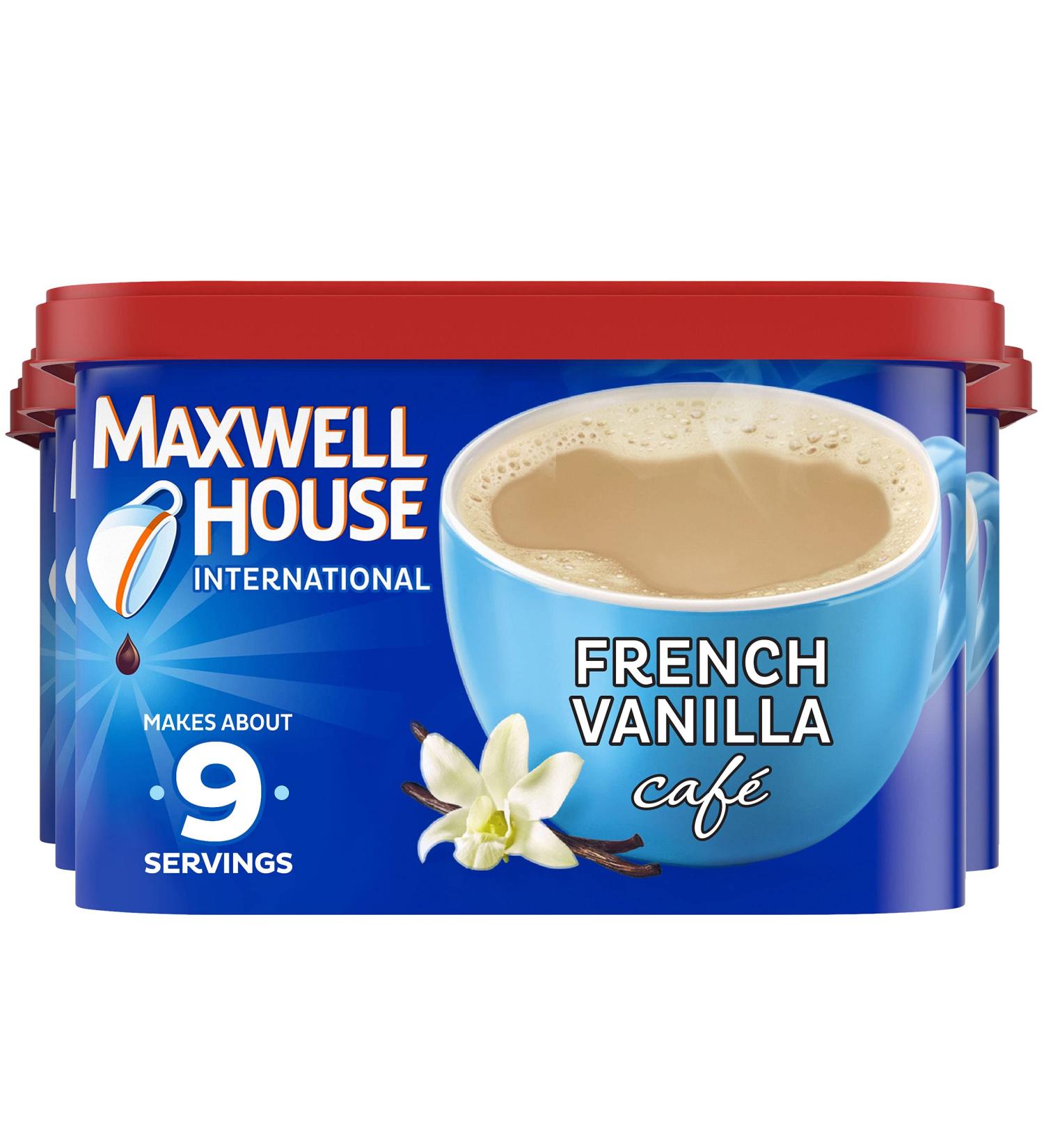 Maxwell House International French Vanilla Instant Coffee Beverage Mix - 4 Pack (8.4 oz Canisters) - Buy Online on GoSupps.com