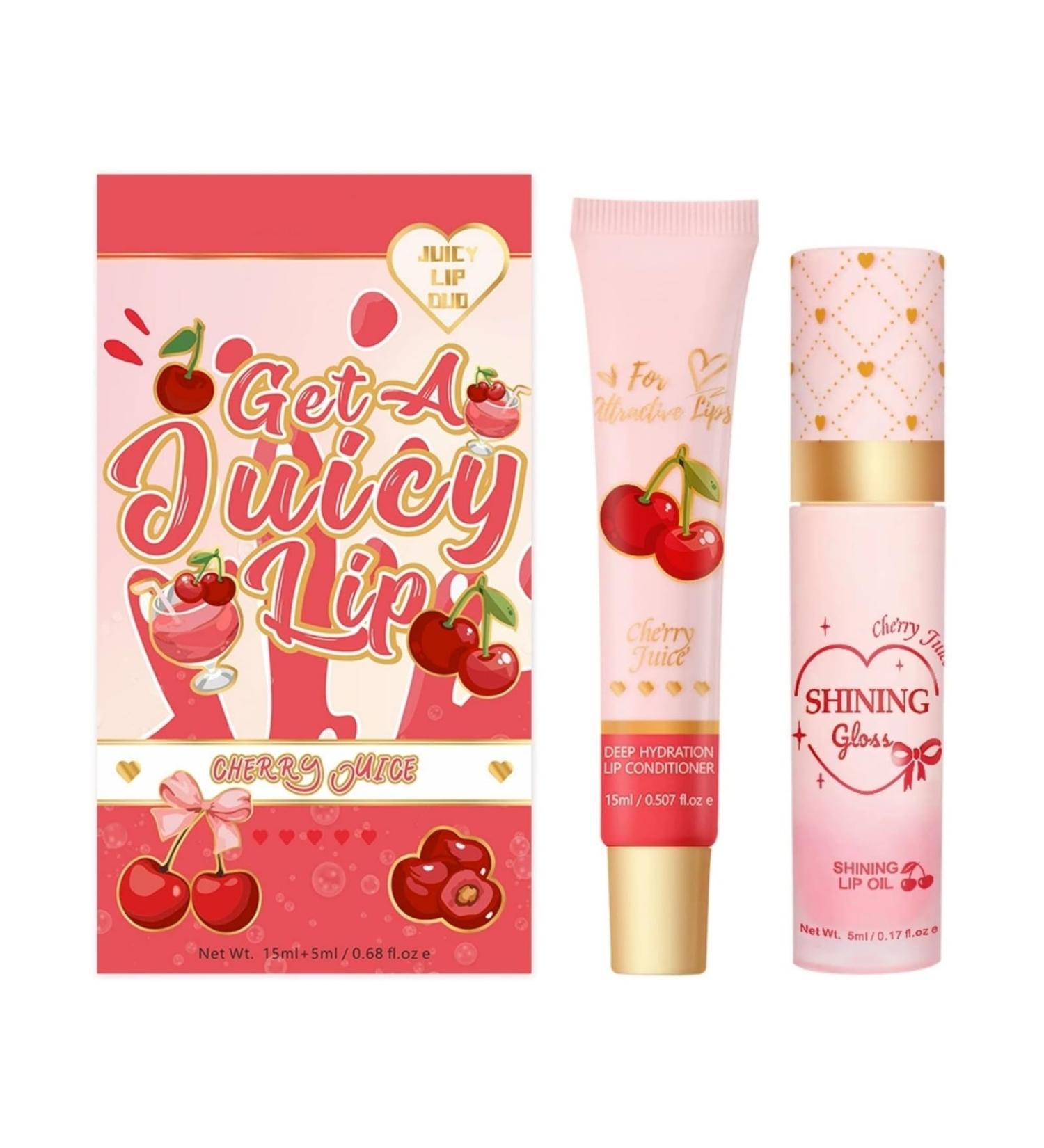 XJBD Cherry Lip Moisturizing & Care Duo Set: 2-Piece Deep Hydration Lip Conditioner + Shining Lip Oil for Dry Chapped Lips Adds Shine & Tints Day & Night Lip Treatment Sheer Tint - Buy Online on GoSupps.com