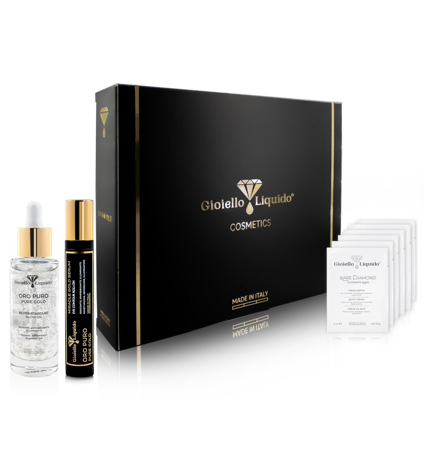 Radiant Awakening Gift Set (B15) - Face Oil with Pure Silver and Concentrated Oils 30 ml + Eye Contour Roll-on with Caffeine Colloidal Gold 15 ml - Free Sample Pack - Buy Online on GoSupps.com
