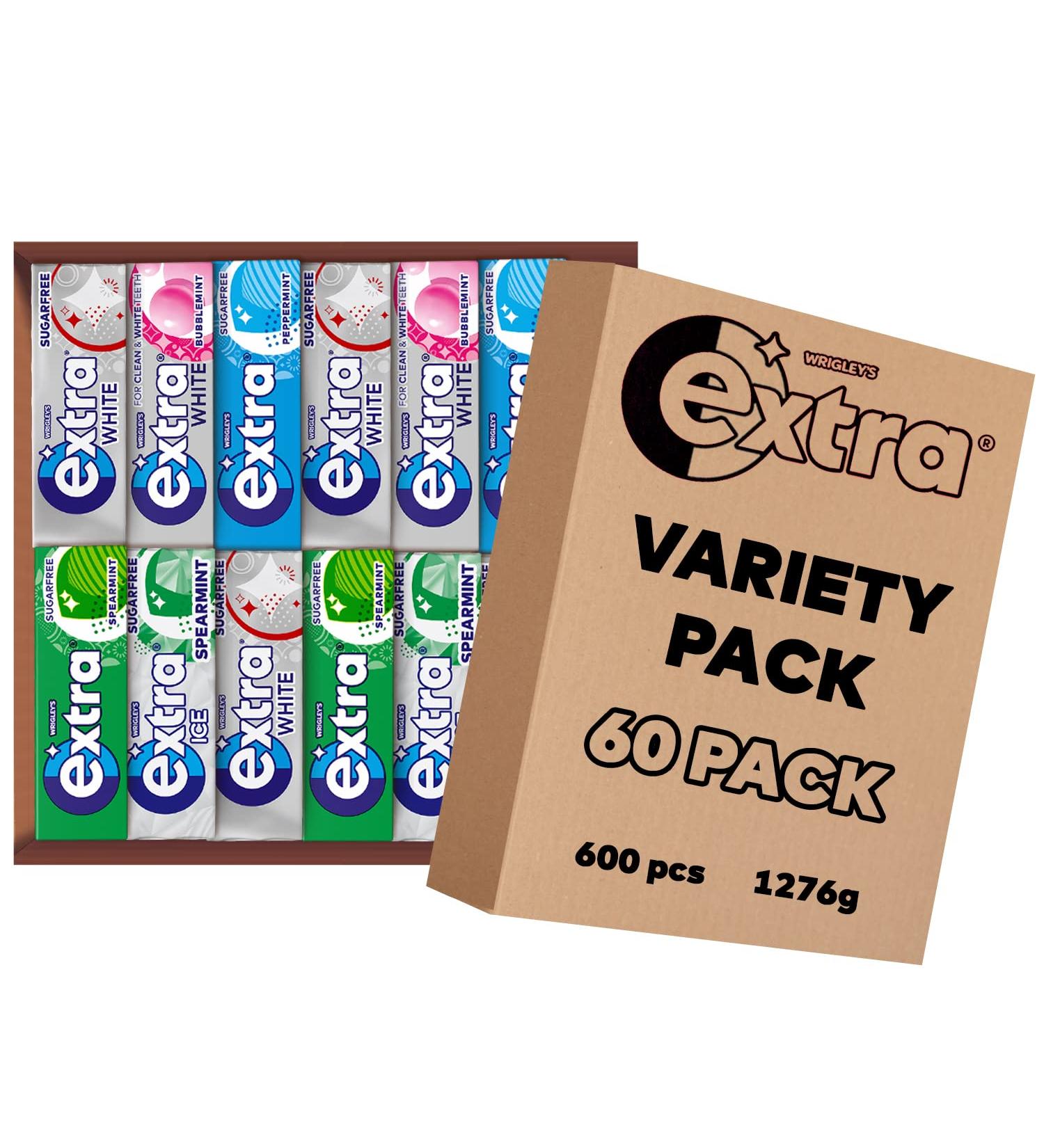 Extra Chewing Gum Variety Pack Bundle Peppermint Spearmint Strawberry Blueberry Flavours & More Sugar Free Selection Bulk Box 600 Pieces (60 packs) Pack of 1 - Buy Online on GoSupps.com
