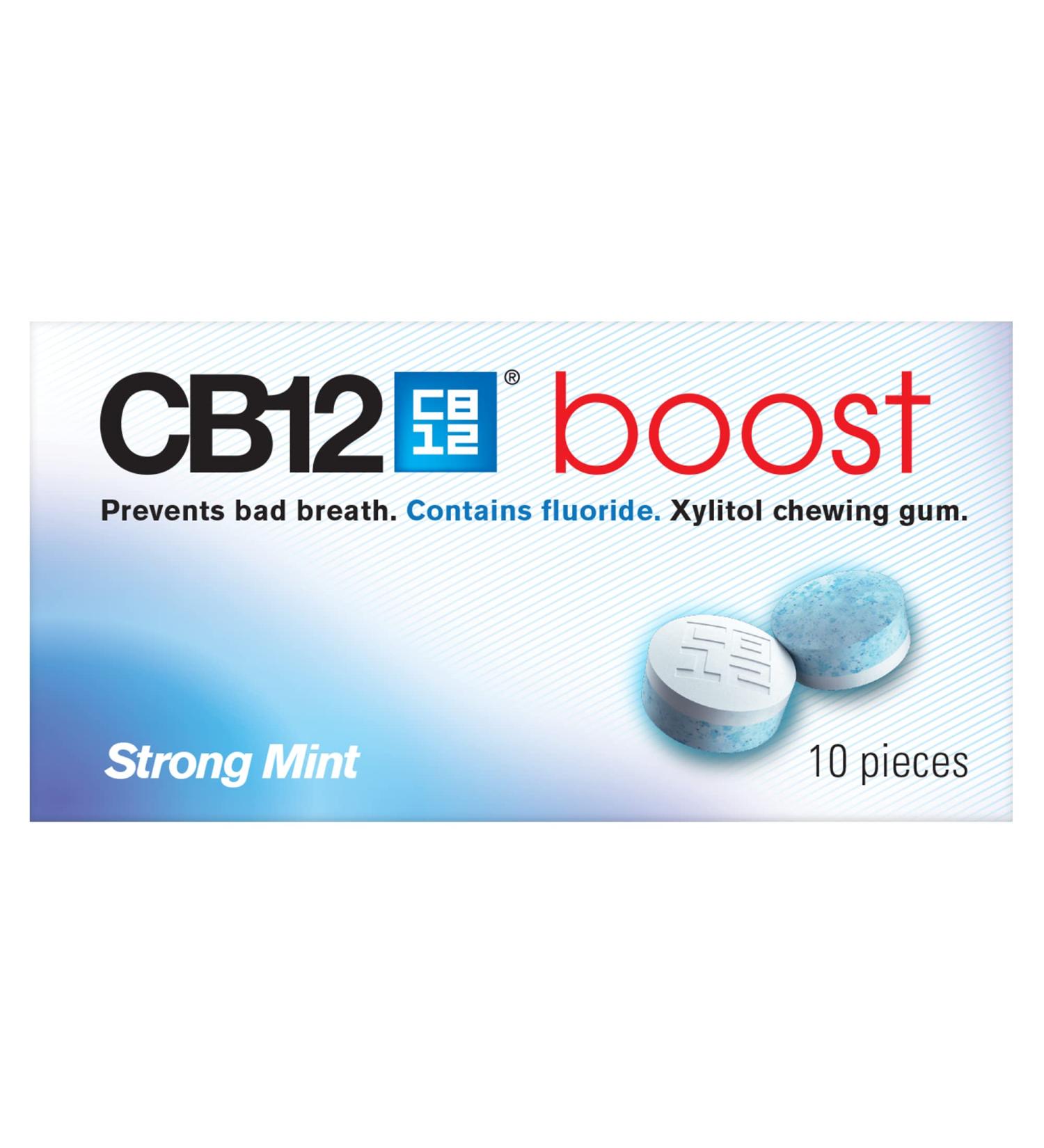 CB12 Boost Chewing Gum - Sugar-Free Cool Mint Flavour for Instant Freshness and Bad Breath Prevention (10 pcs) - Buy Online on GoSupps.com