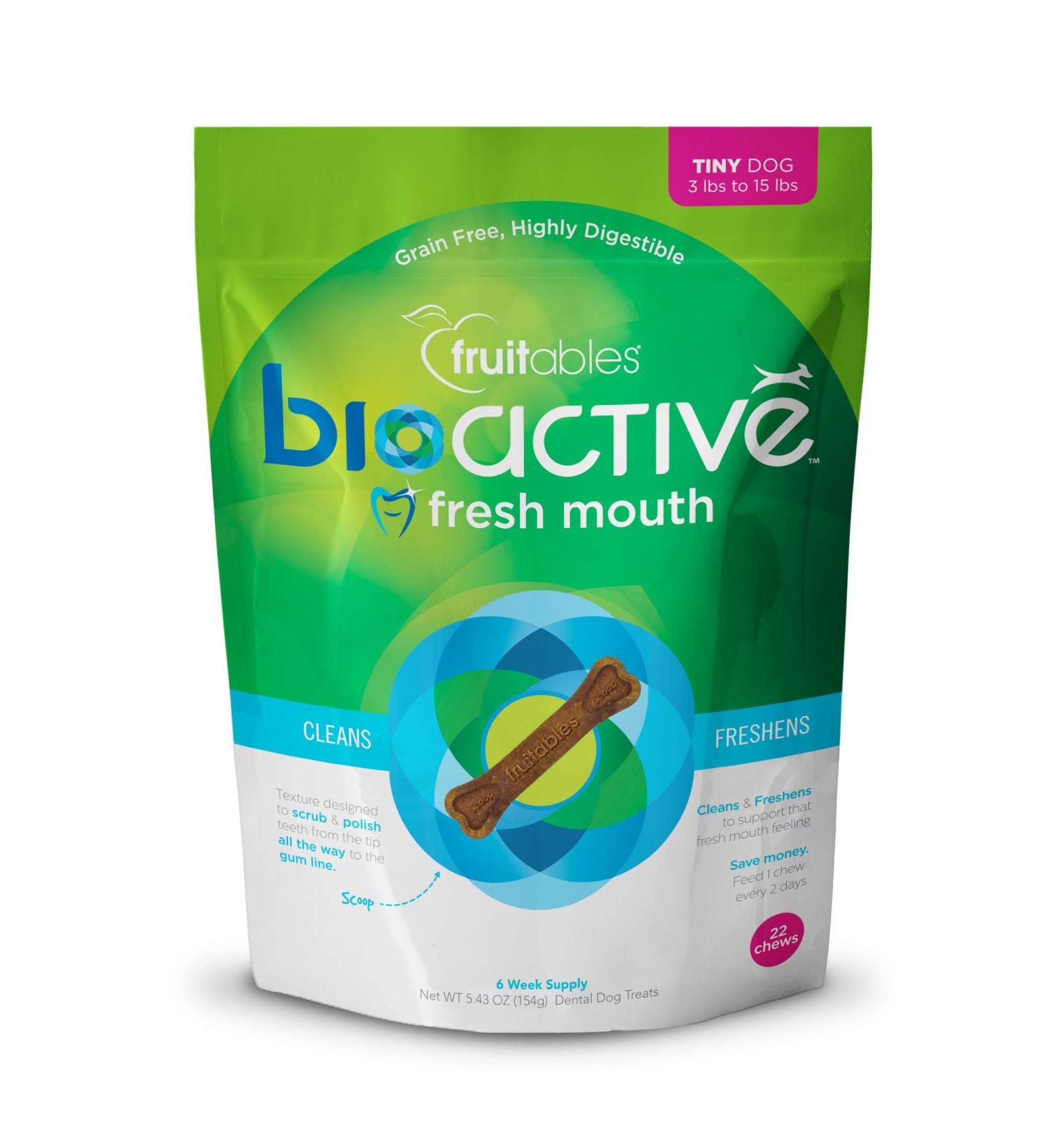 Fruitables Bioactive Dental Chews for Tiny Dogs | Gluten & Grain-Free Superfood | 22 Count - Buy Online on GoSupps.com